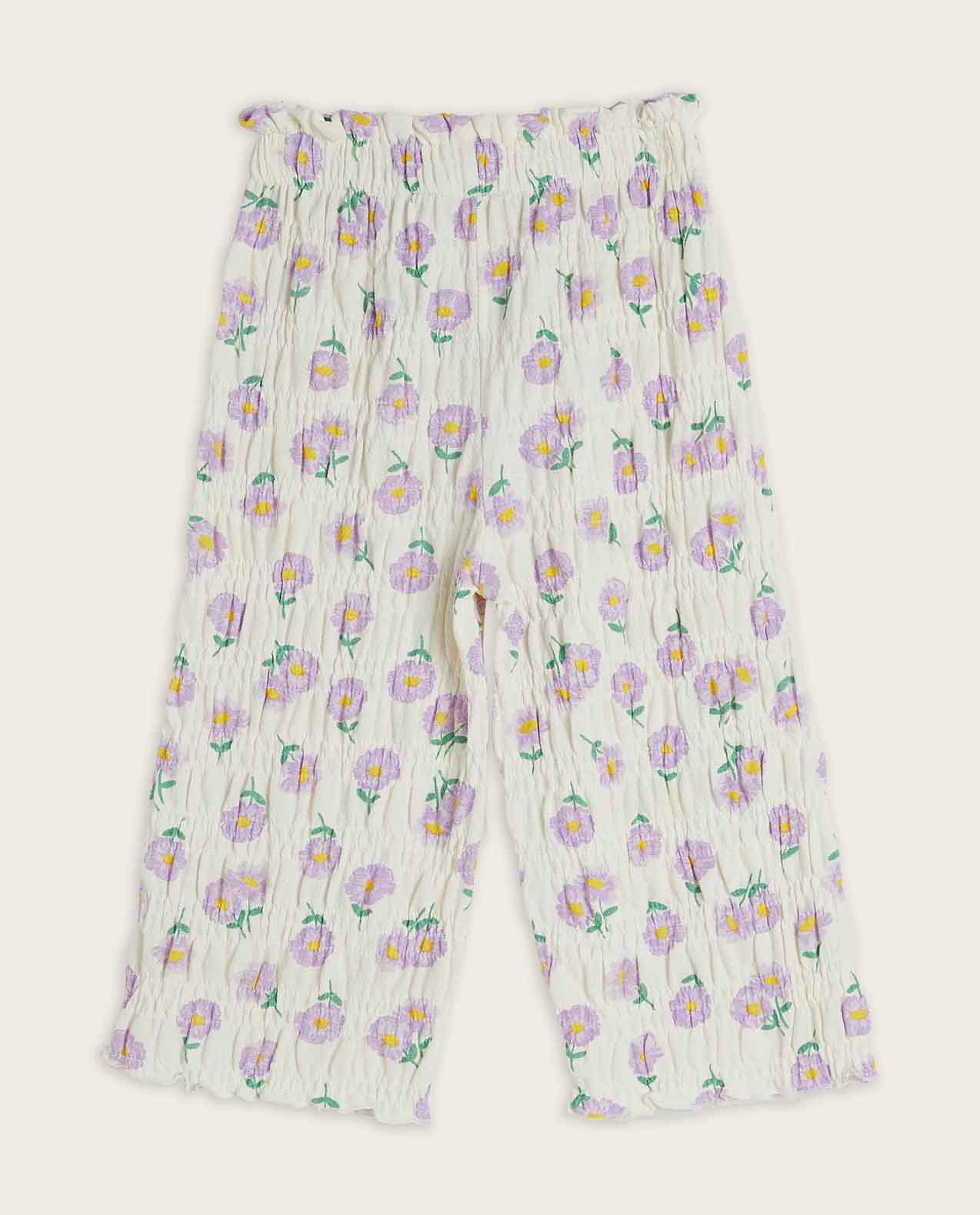 بنطال بقصة ساق واسعة وبطبعة زهور