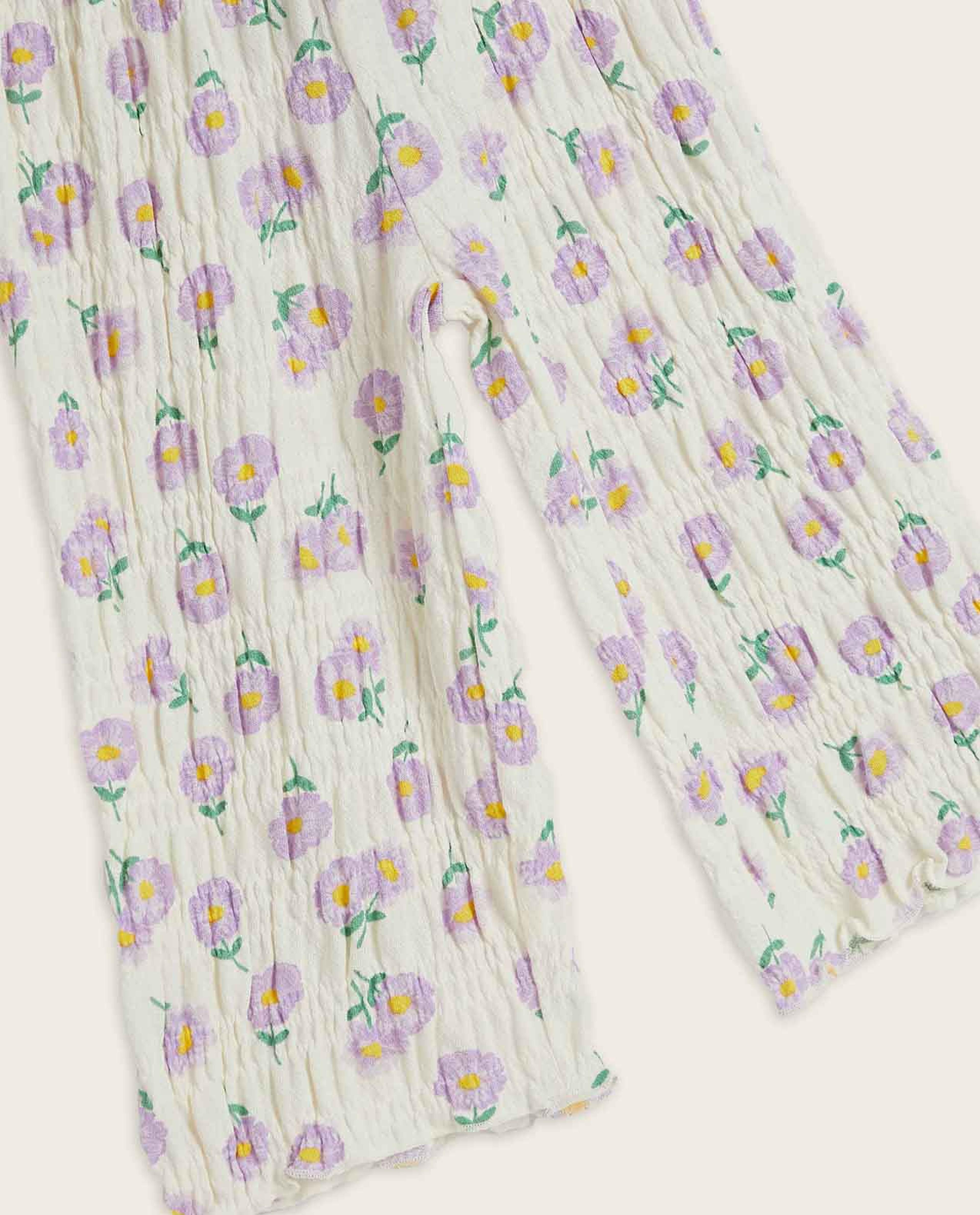 بنطال بقصة ساق واسعة وبطبعة زهور