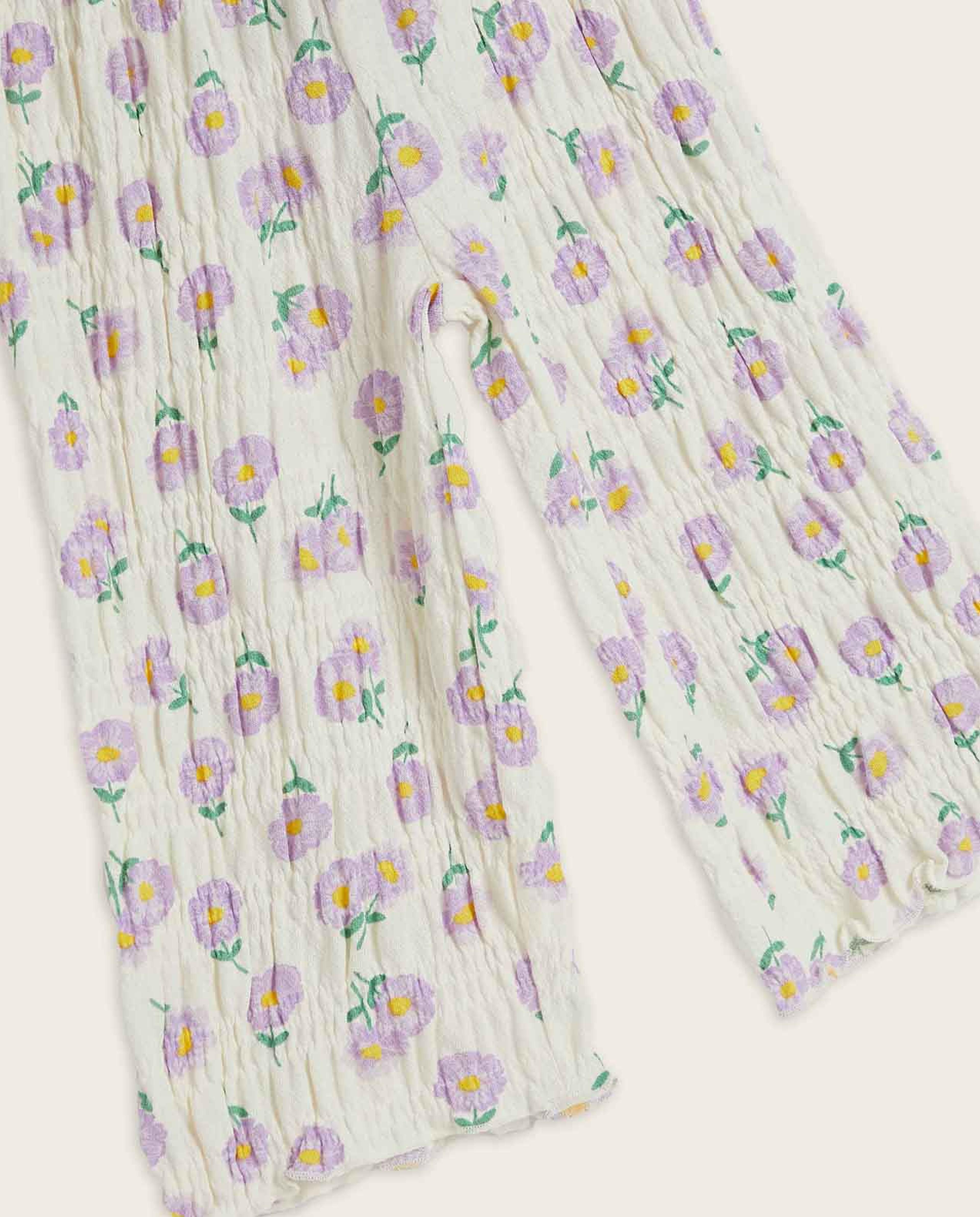 بنطال بقصة ساق واسعة وبطبعة زهور