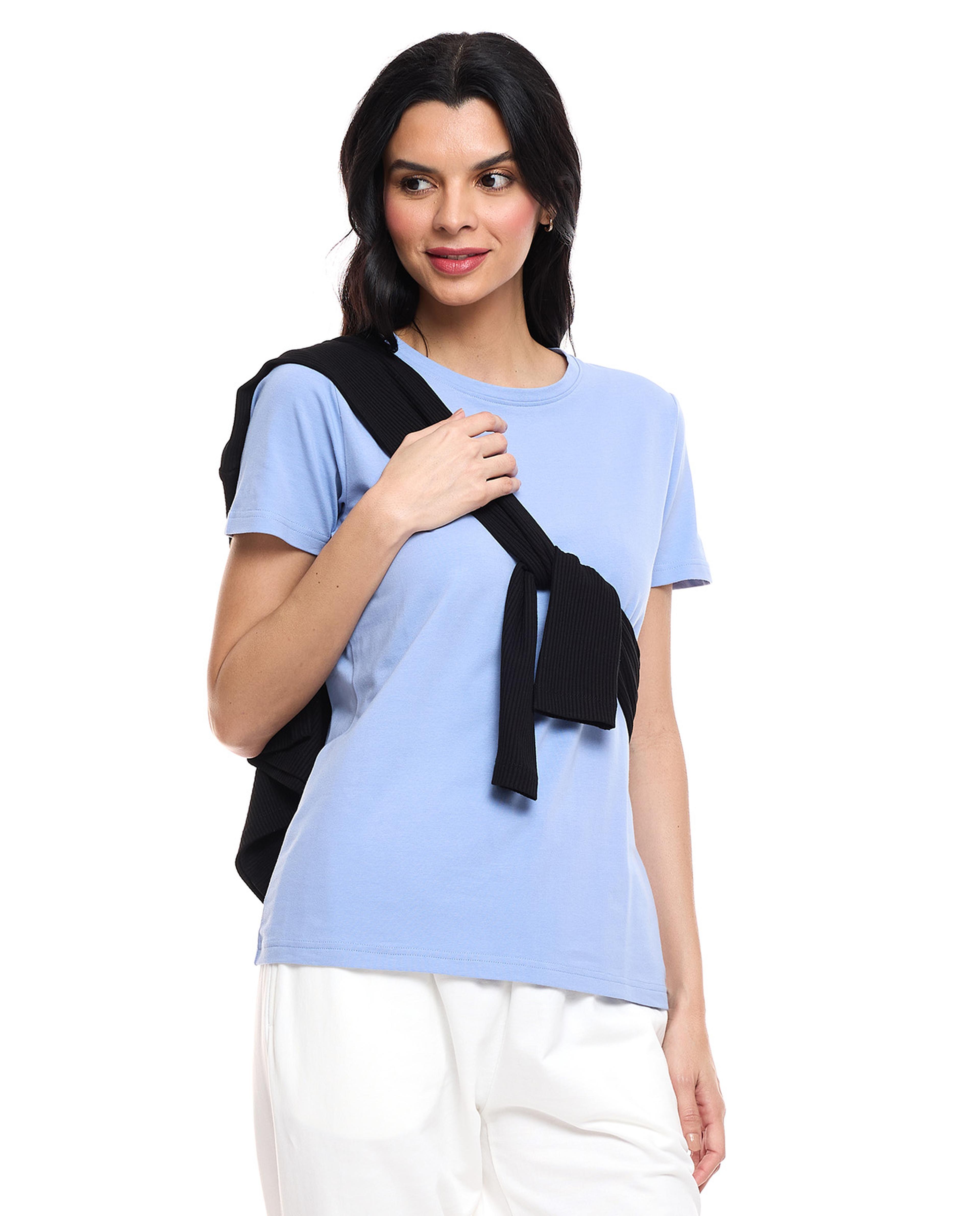 Solid T-Shirt with Crew Neck and Short Sleeves