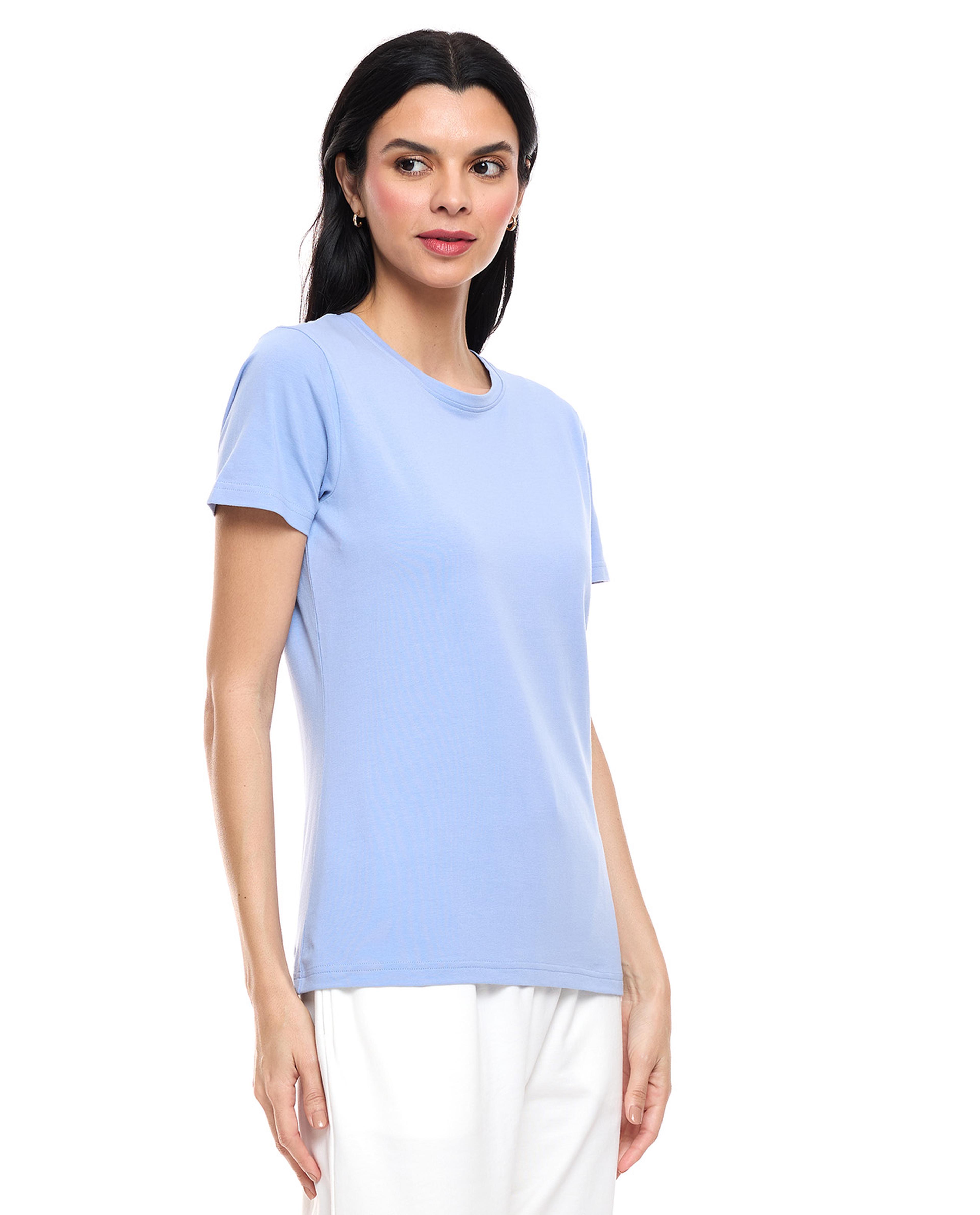 Solid T-Shirt with Crew Neck and Short Sleeves