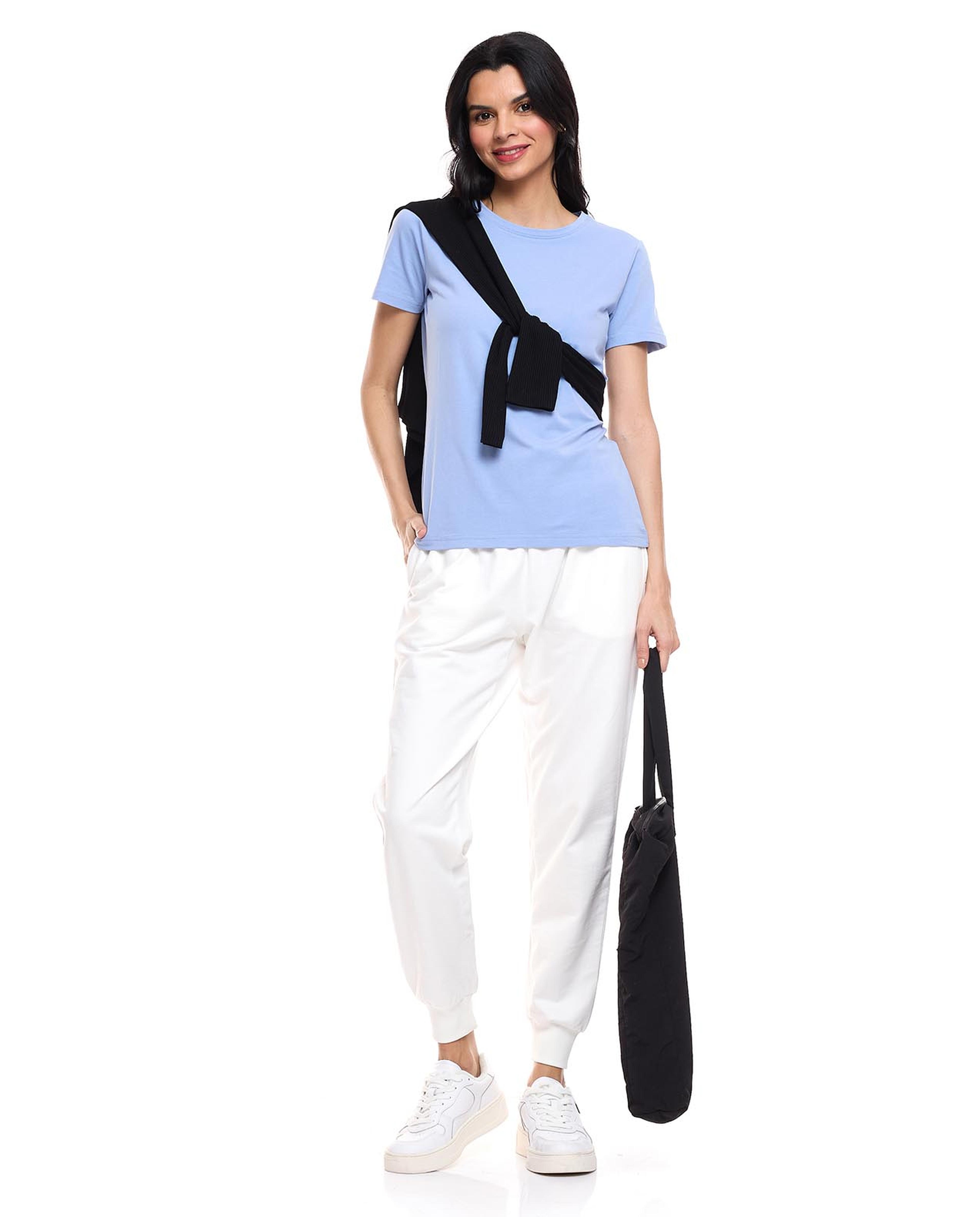 Solid T-Shirt with Crew Neck and Short Sleeves