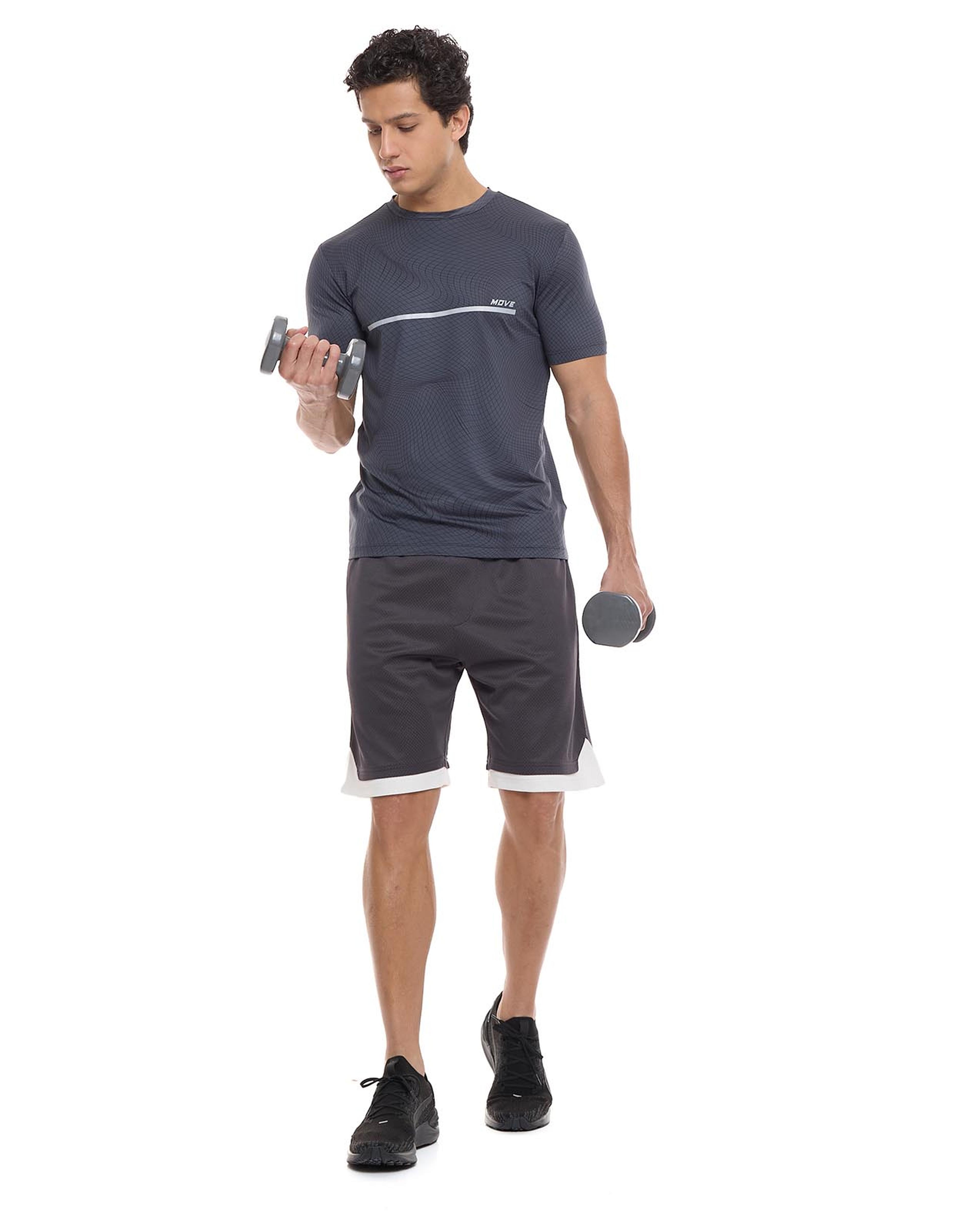 Printed Active T-Shirt with Crew Neck and Short Sleeves