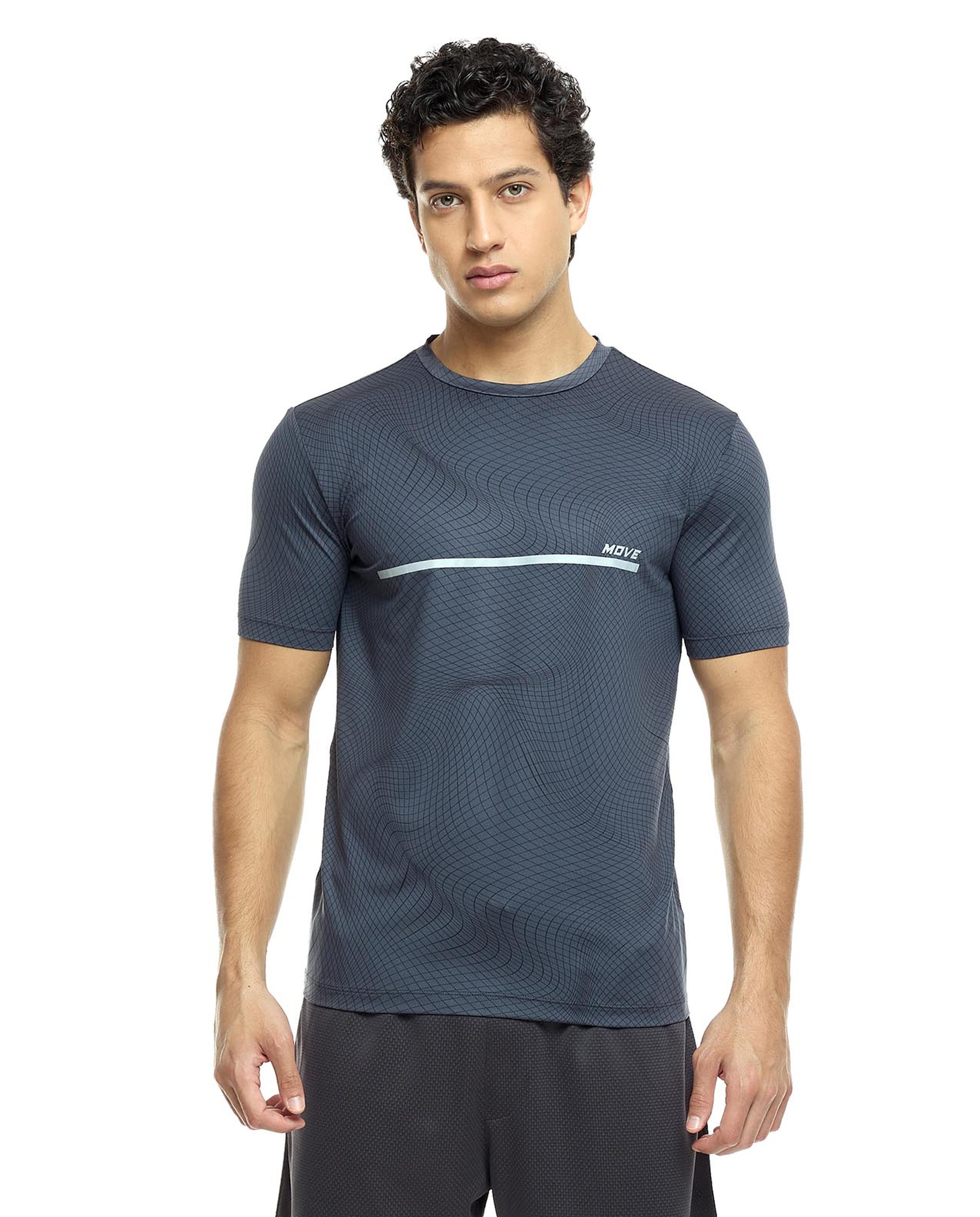 Printed Active T-Shirt with Crew Neck and Short Sleeves