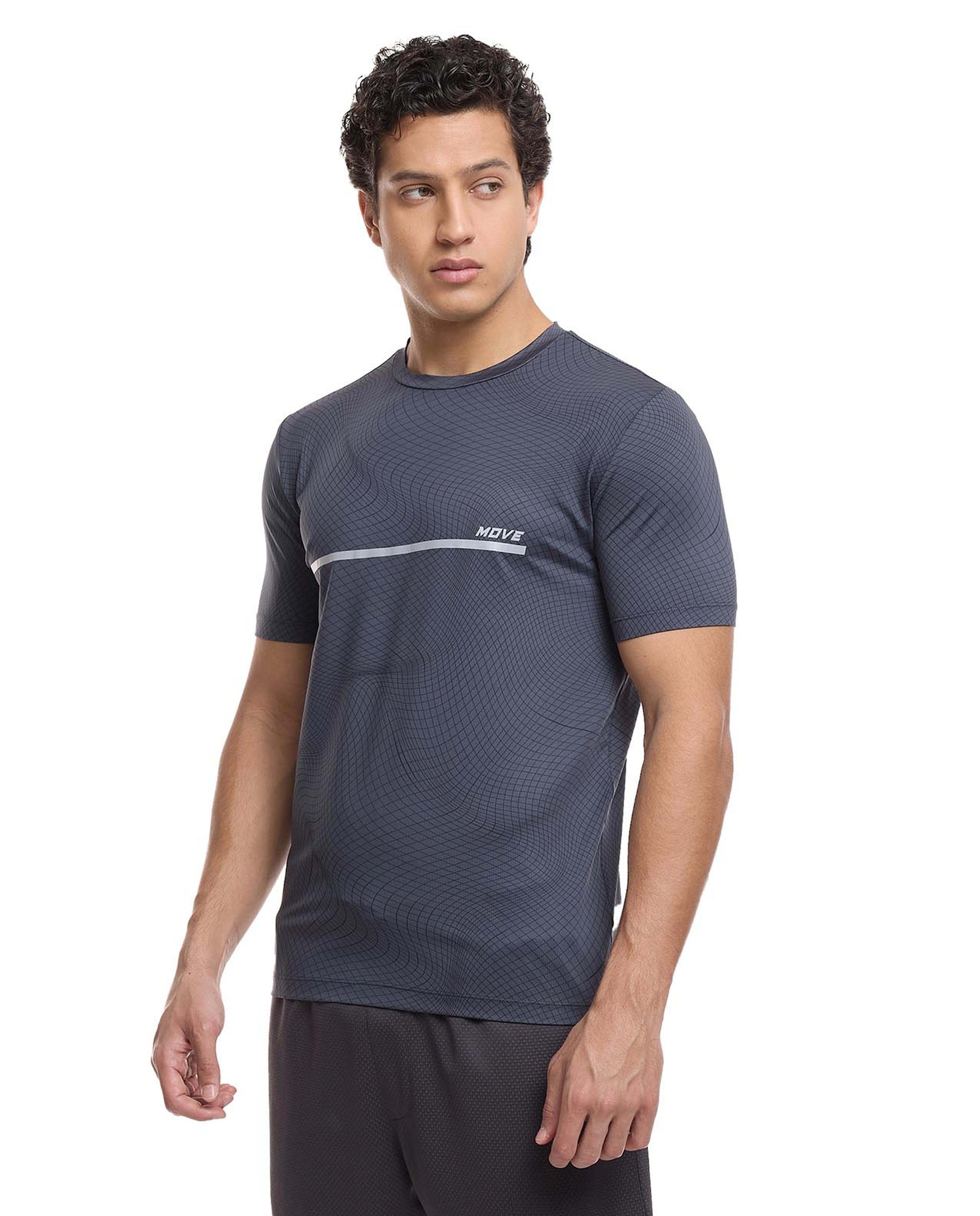Printed Active T-Shirt with Crew Neck and Short Sleeves