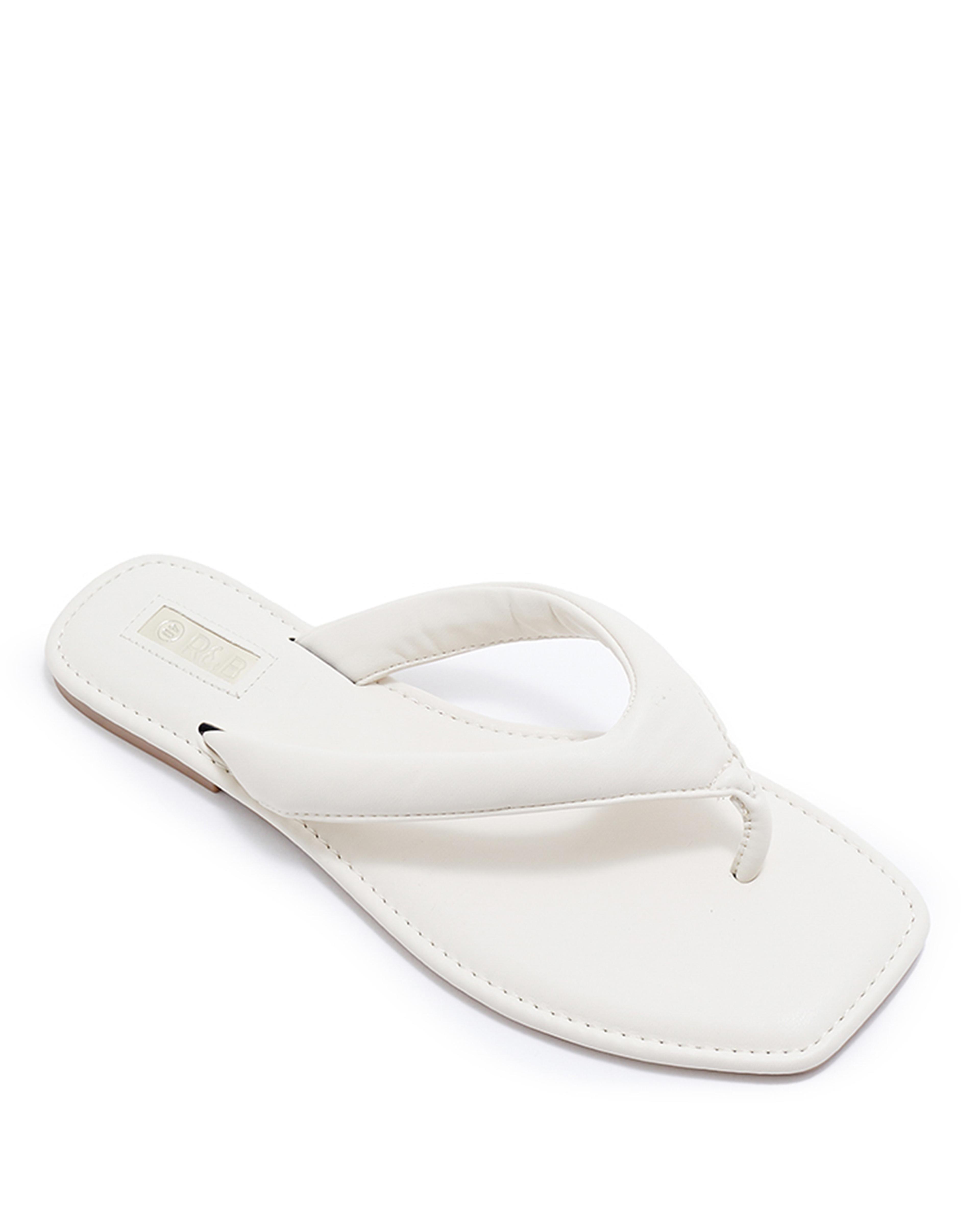 Solid Square Toe Flat Sandals