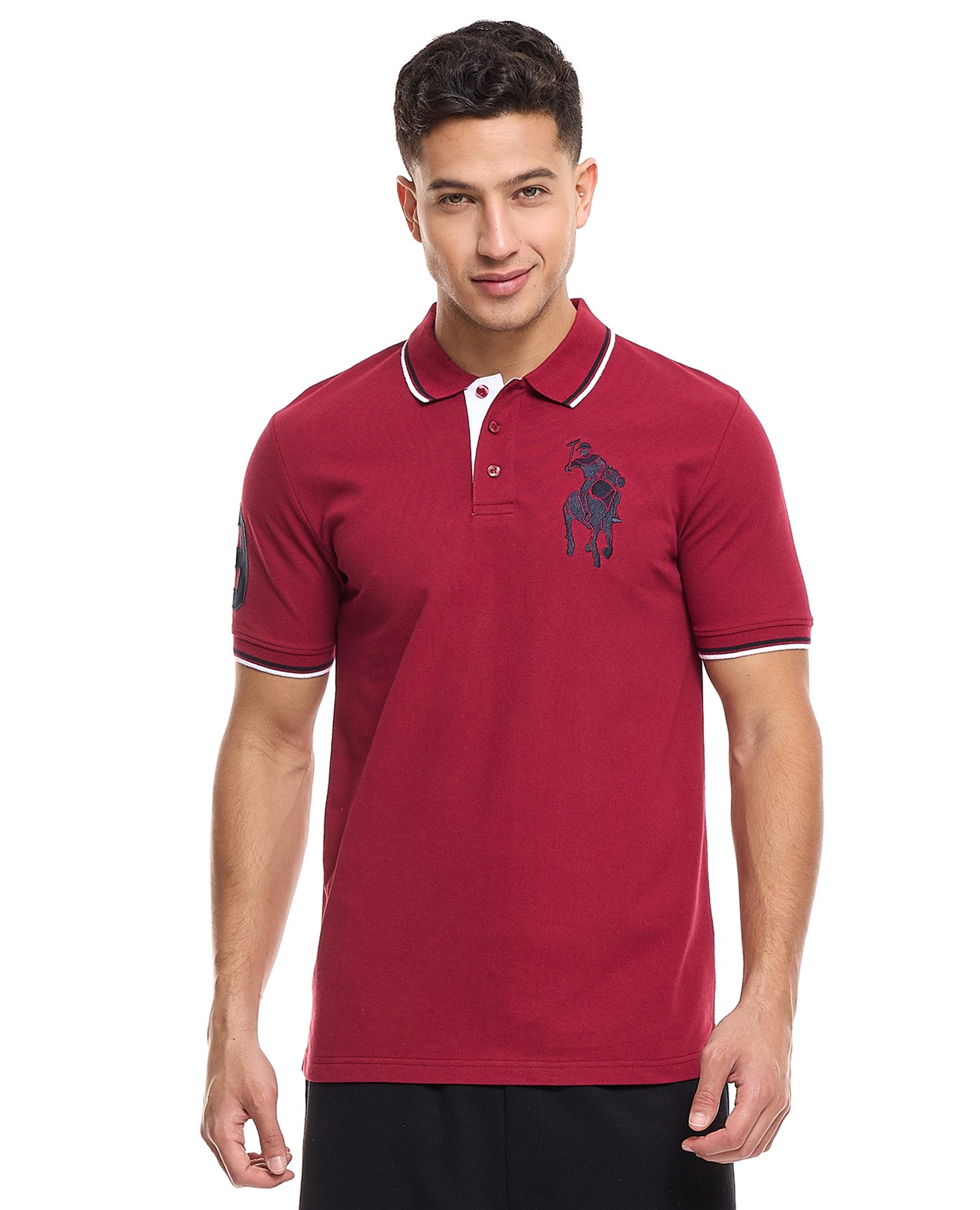 Embroidery Detail Polo T-Shirt with Short Sleeves