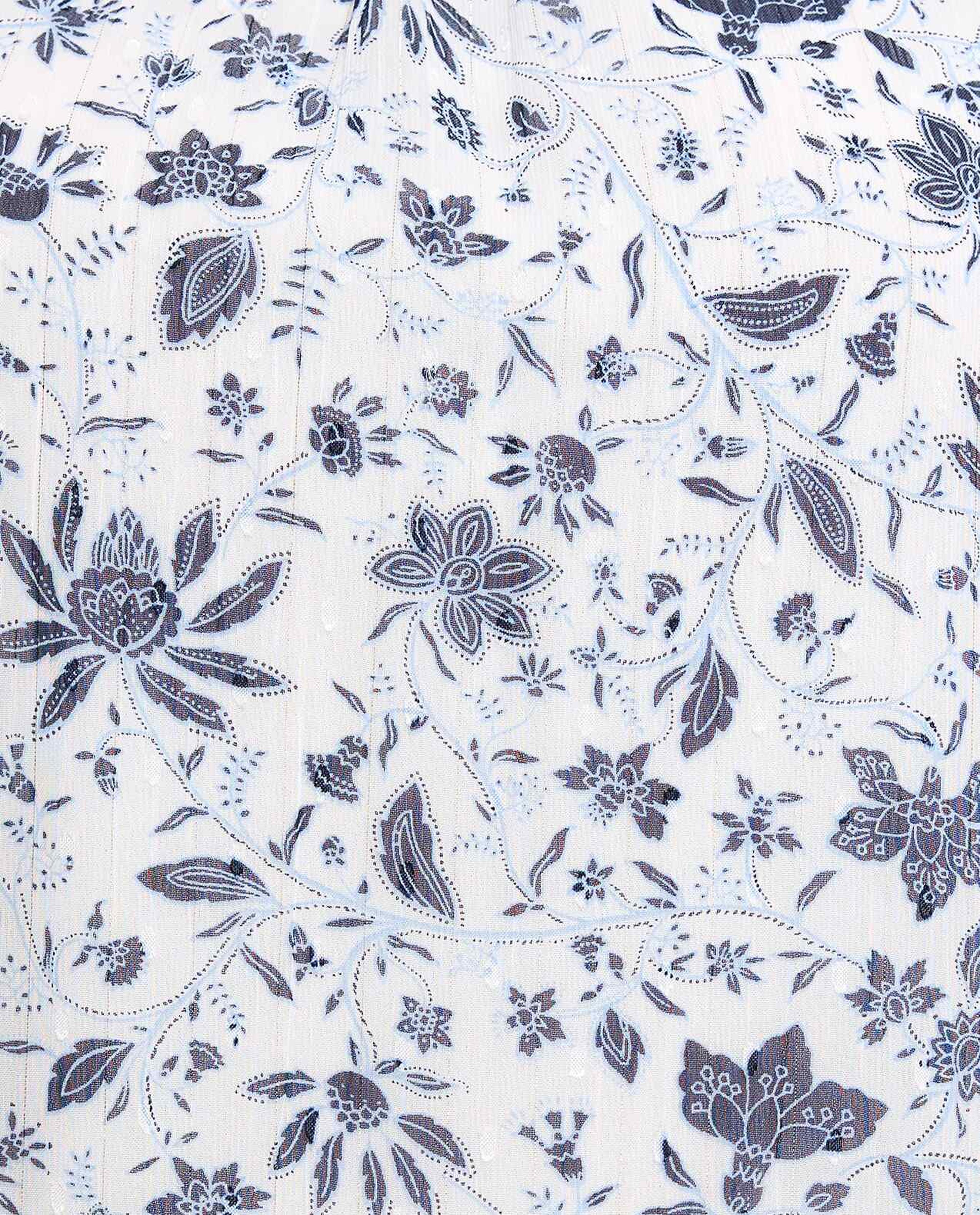 Floral Top with Crew Neck and Long Sleeves