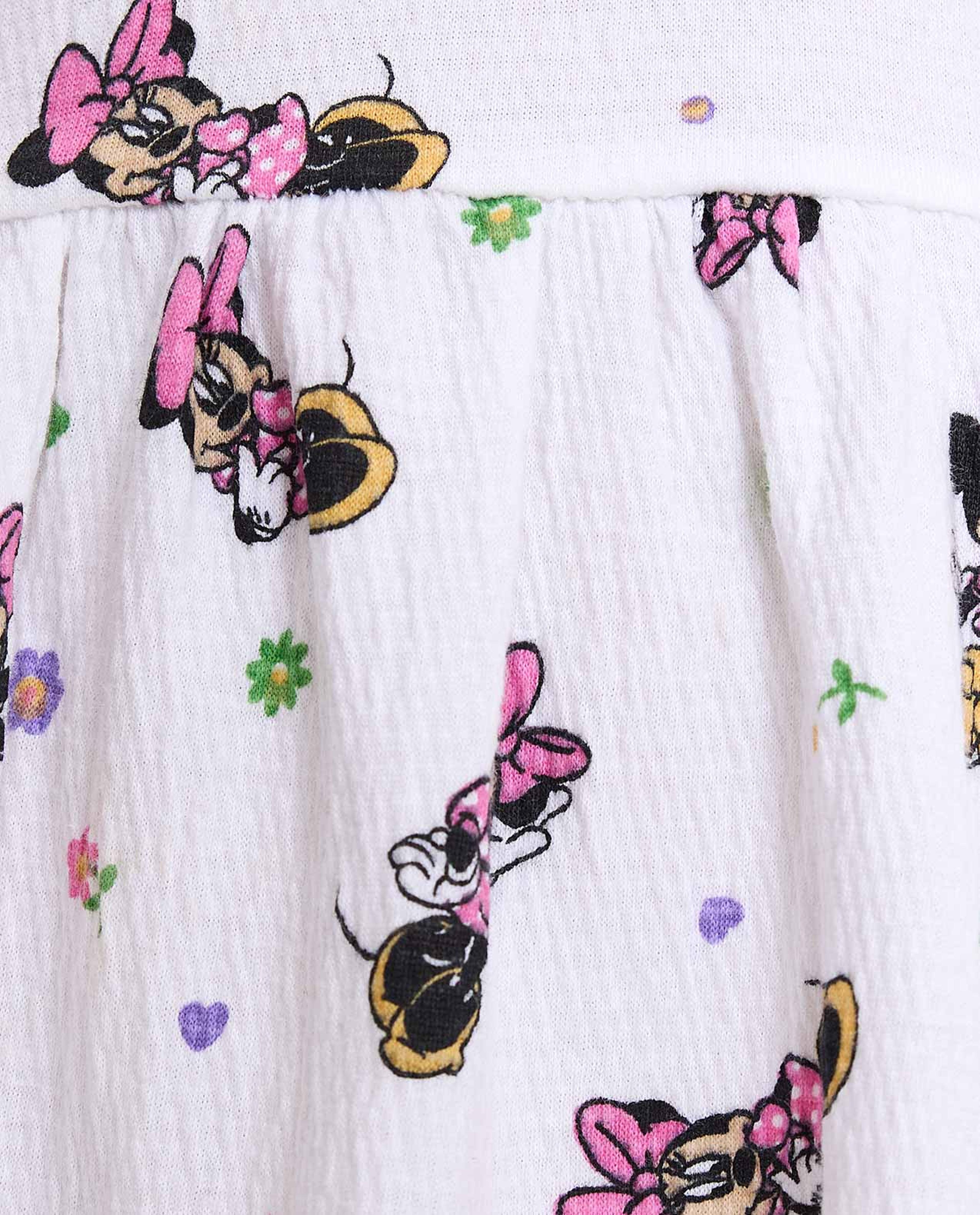 فستان فلير بحمالات وطبعة ميني ماوس