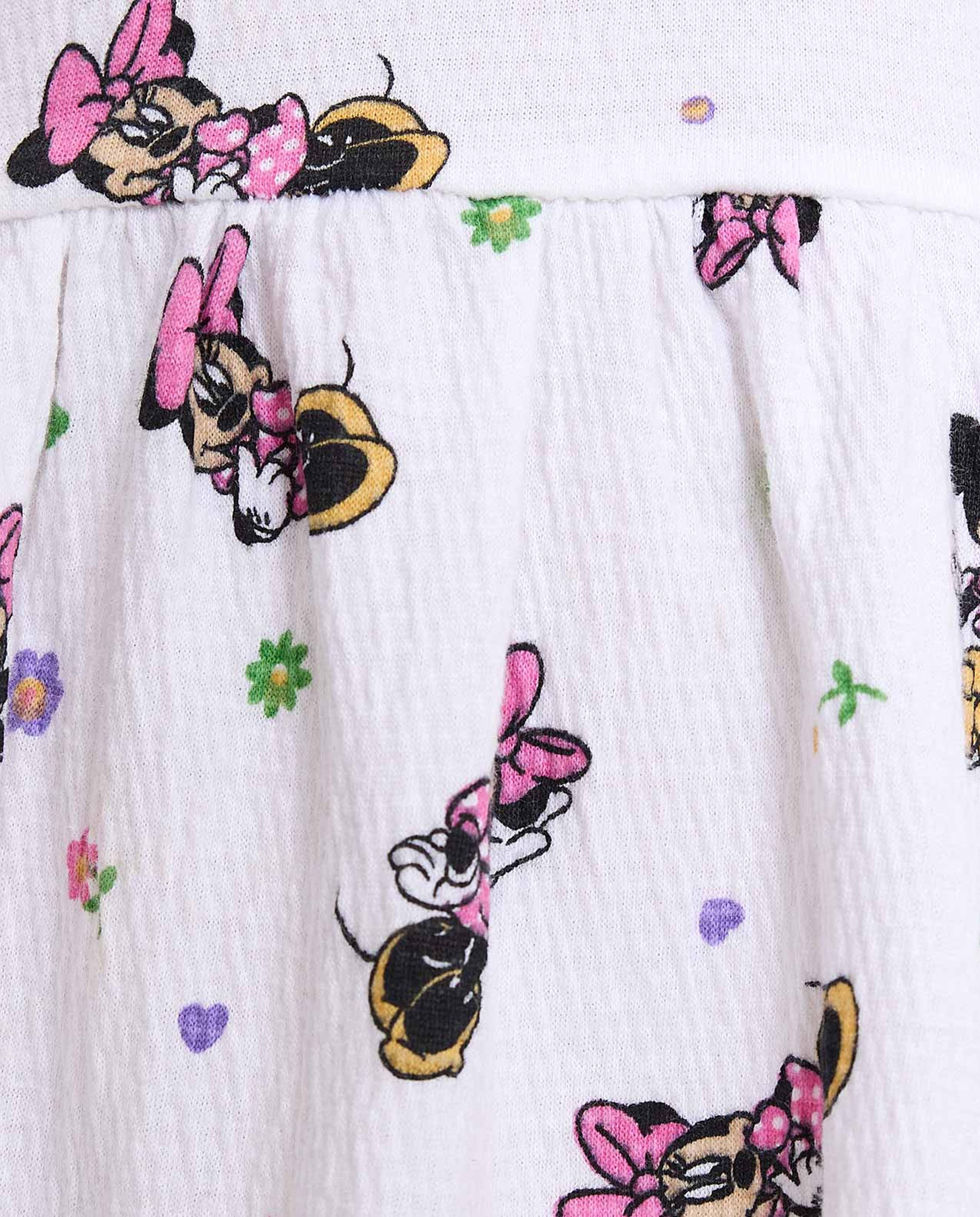 فستان فلير بحمالات وطبعة ميني ماوس