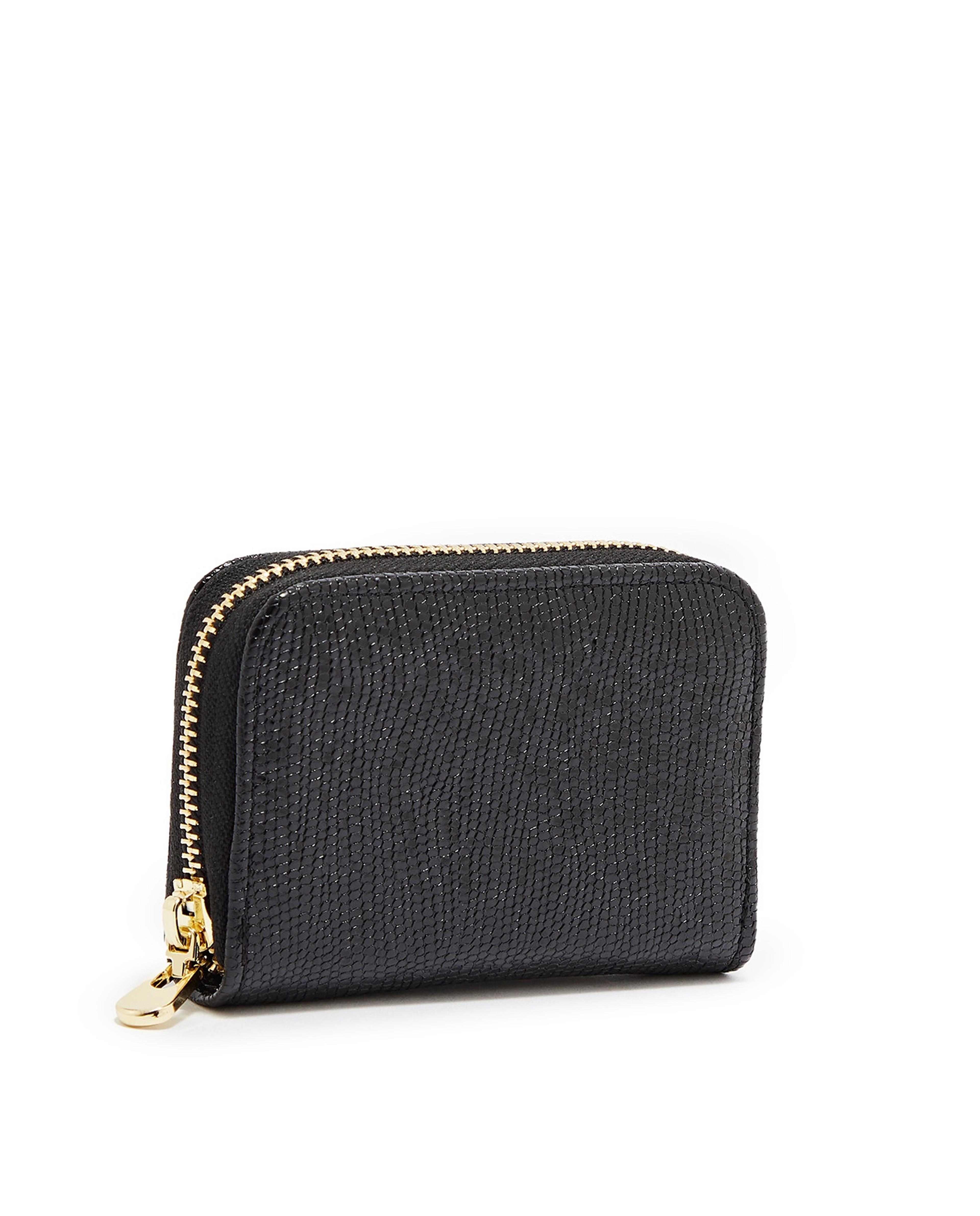 محفظة بسحاب ونقشة بارزة