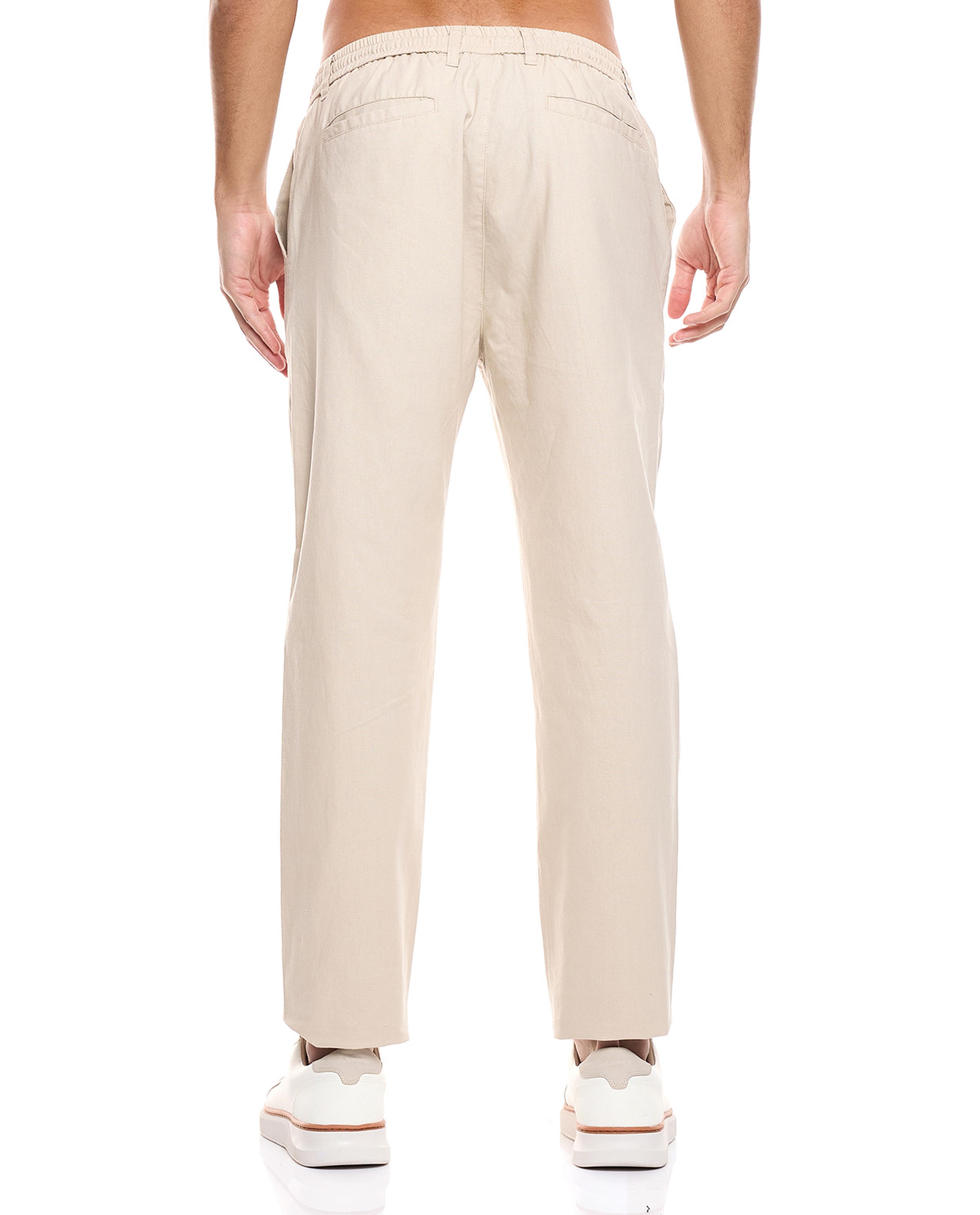 Solid Straight Fit Trousers with Drawstring Waist