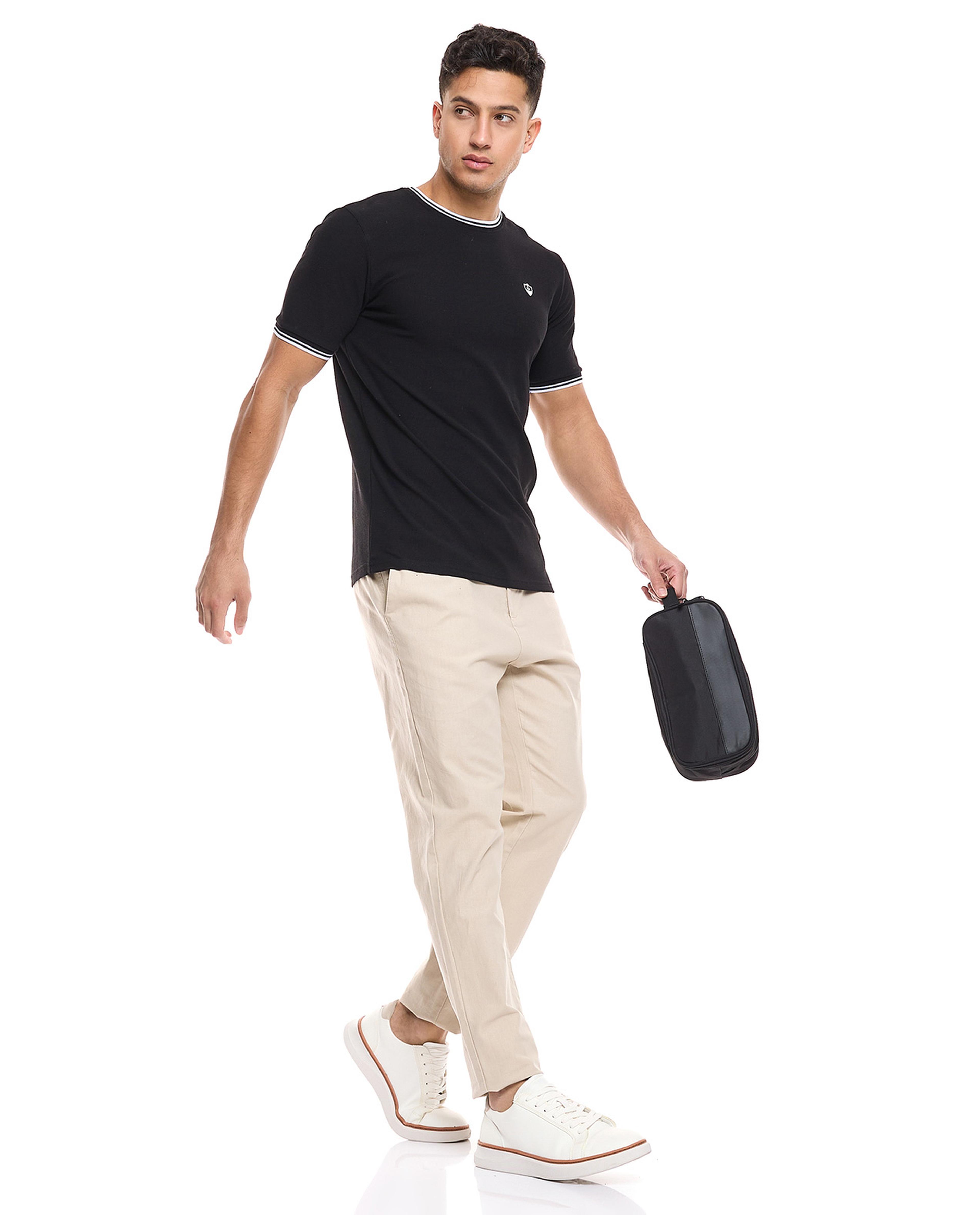 Solid Straight Fit Trousers with Drawstring Waist
