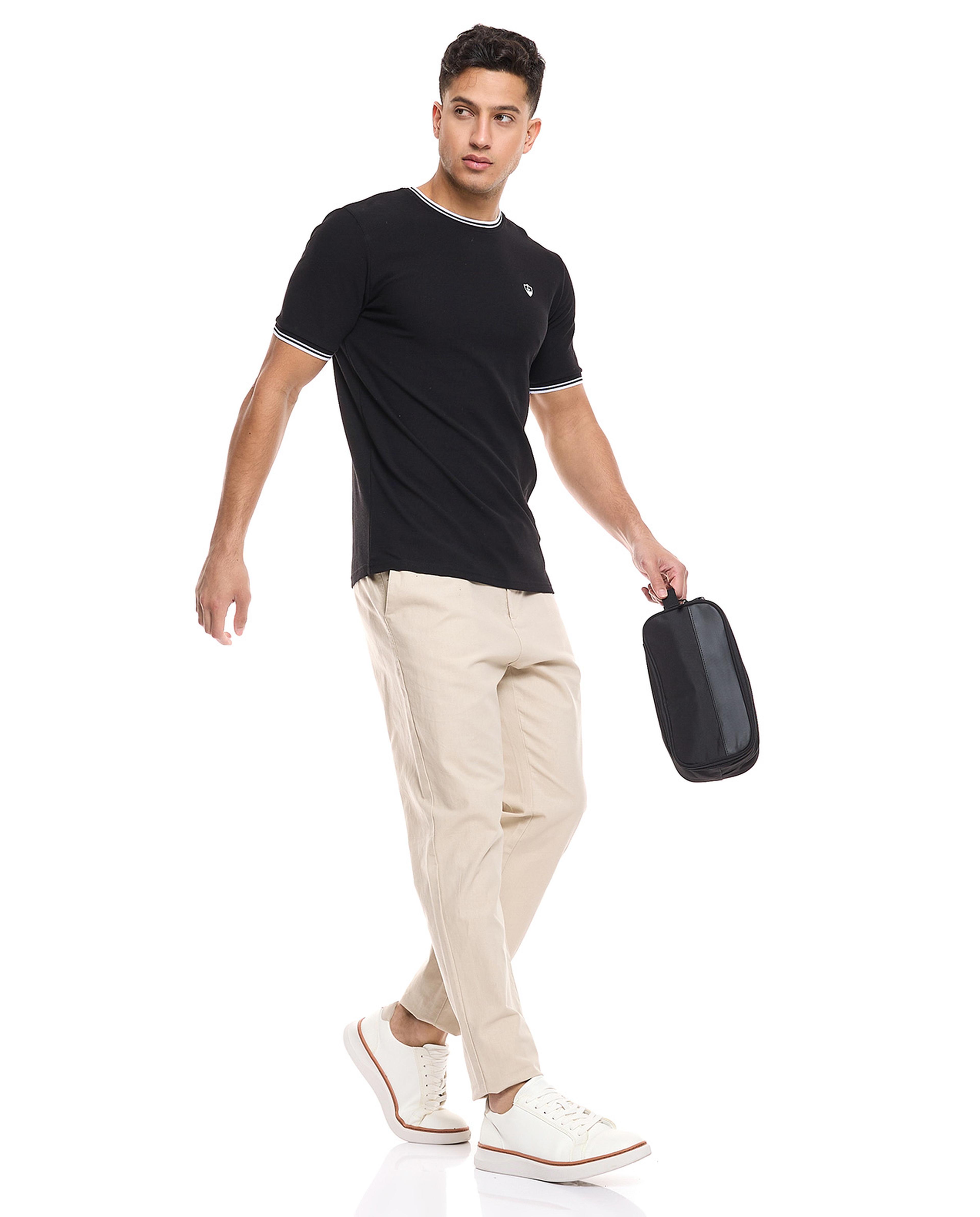 Solid Straight Fit Trousers with Drawstring Waist