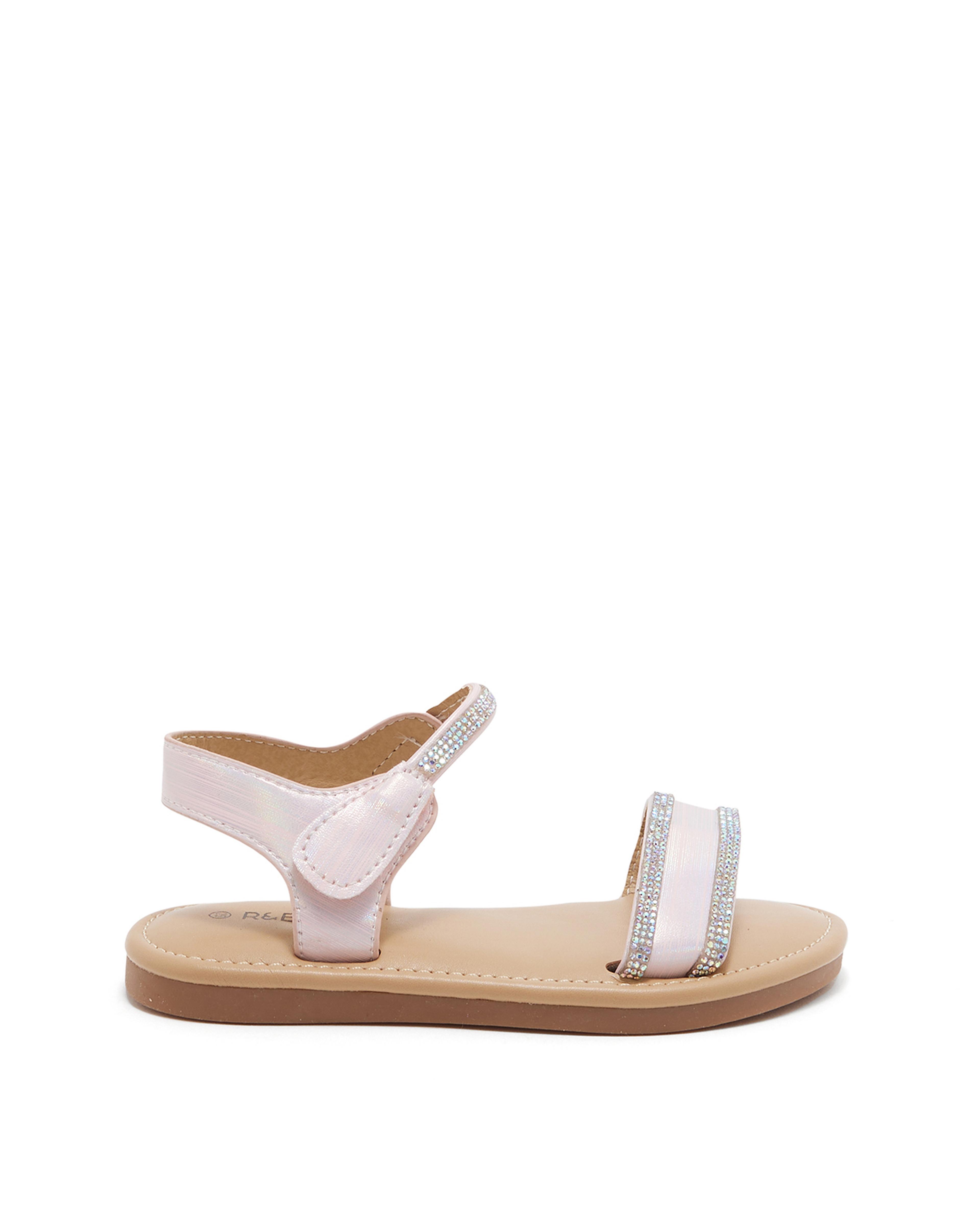 Embellished Sandals with Velcro Closure