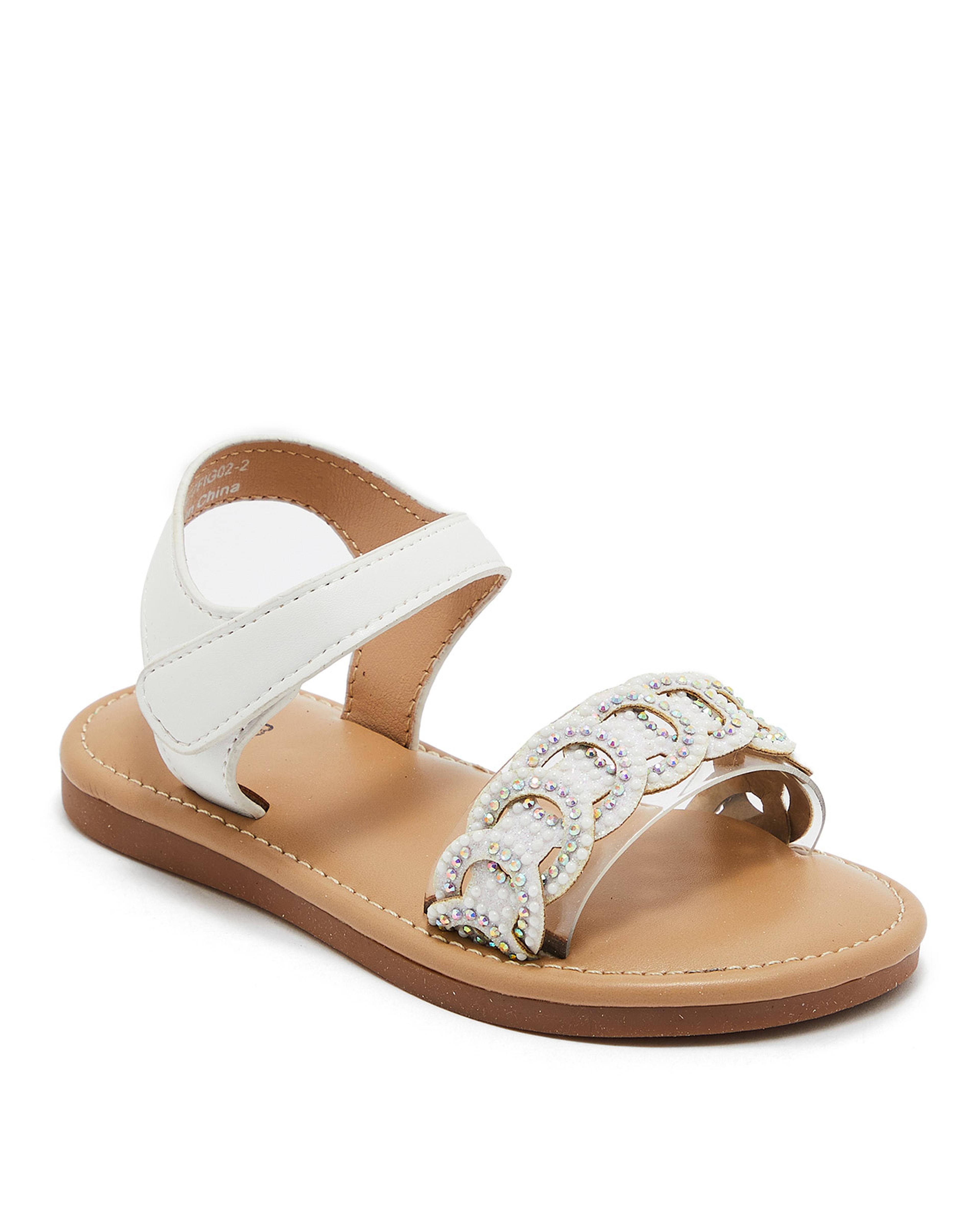 Embellished Sandals with Velcro Closure