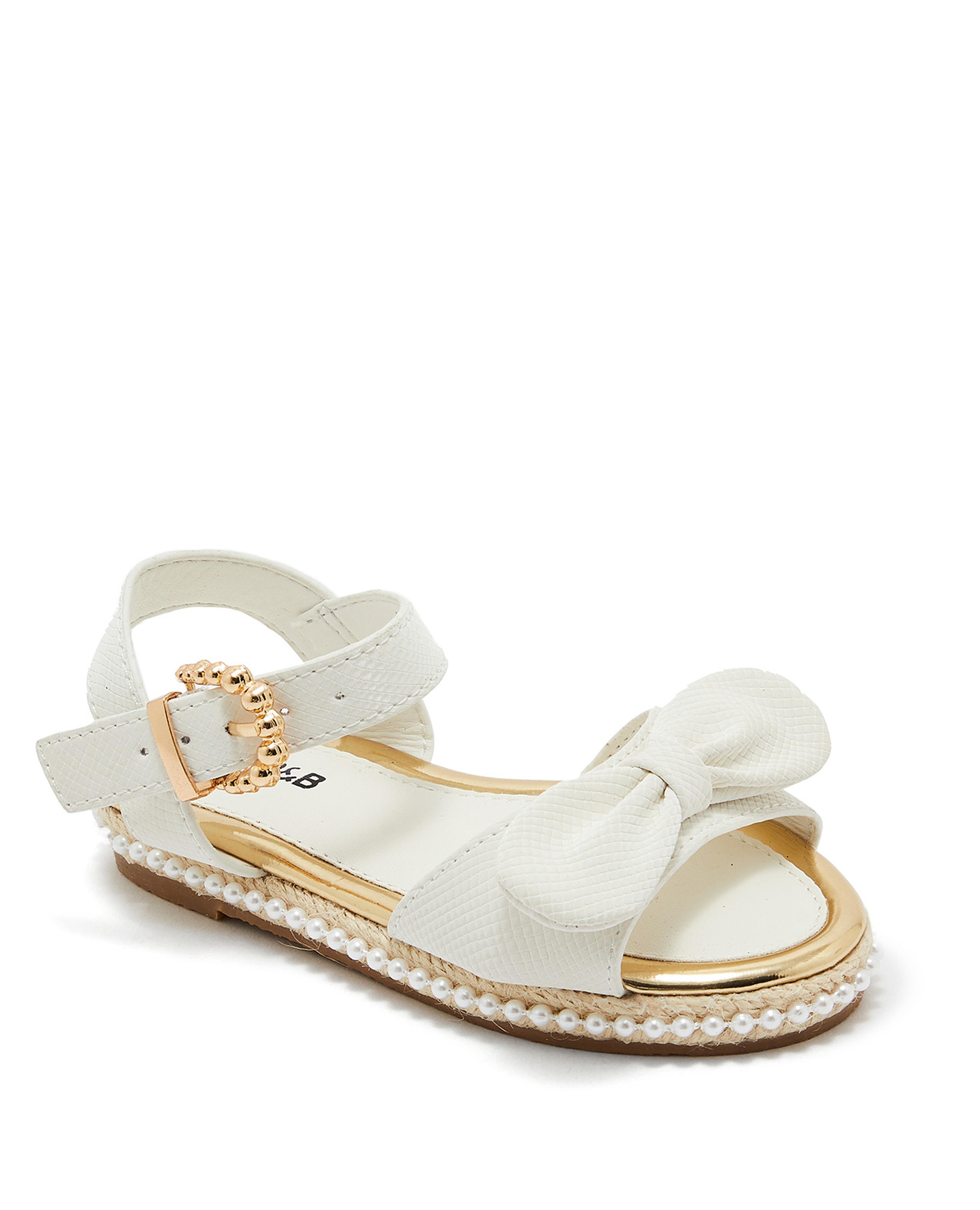 Bow Detail Sandals with Buckle Closure
