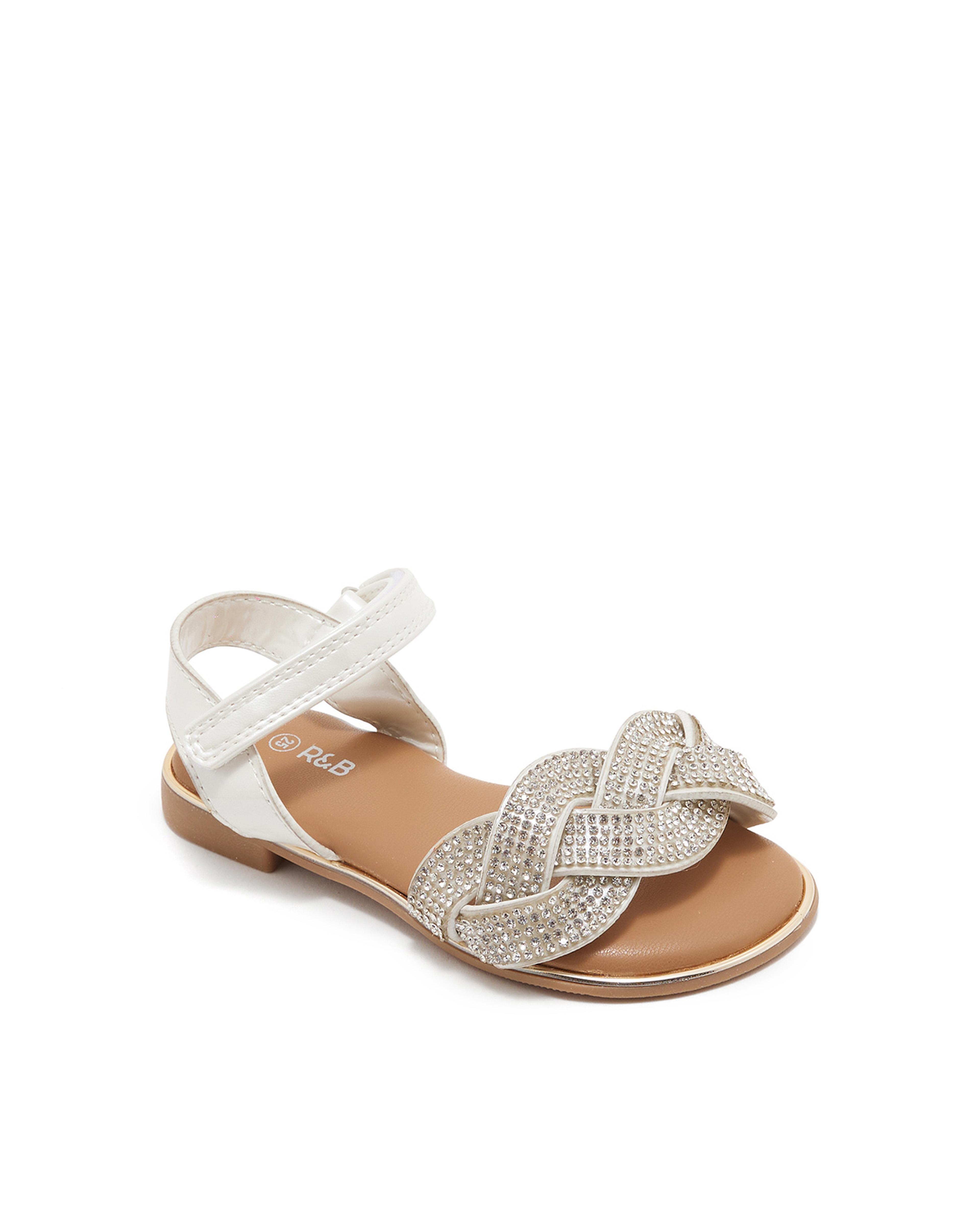 Embellished Sandals with Velcro Closure