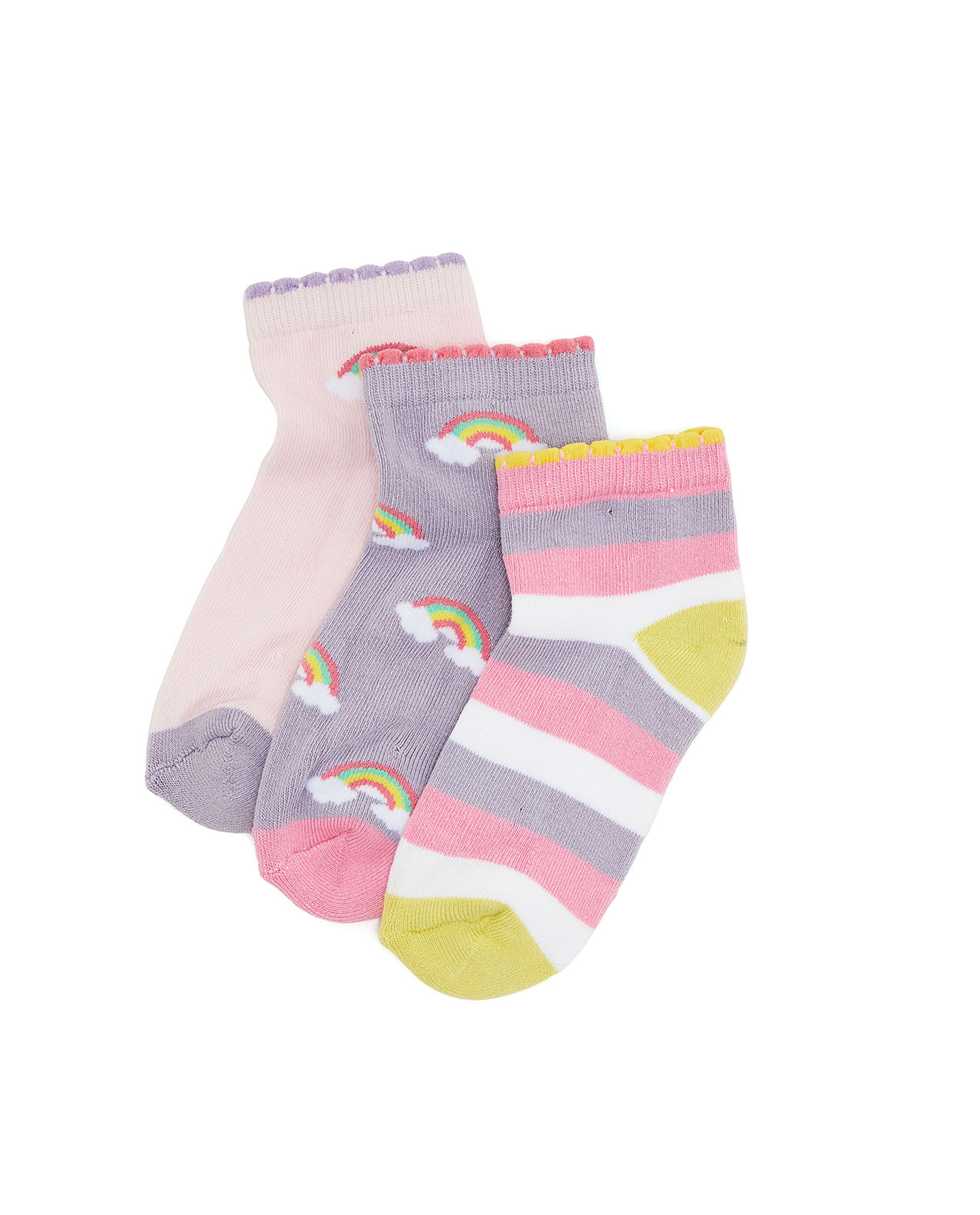 جوارب بطول الكاحل بطبعة -  مجموعة من ٣ أزواج