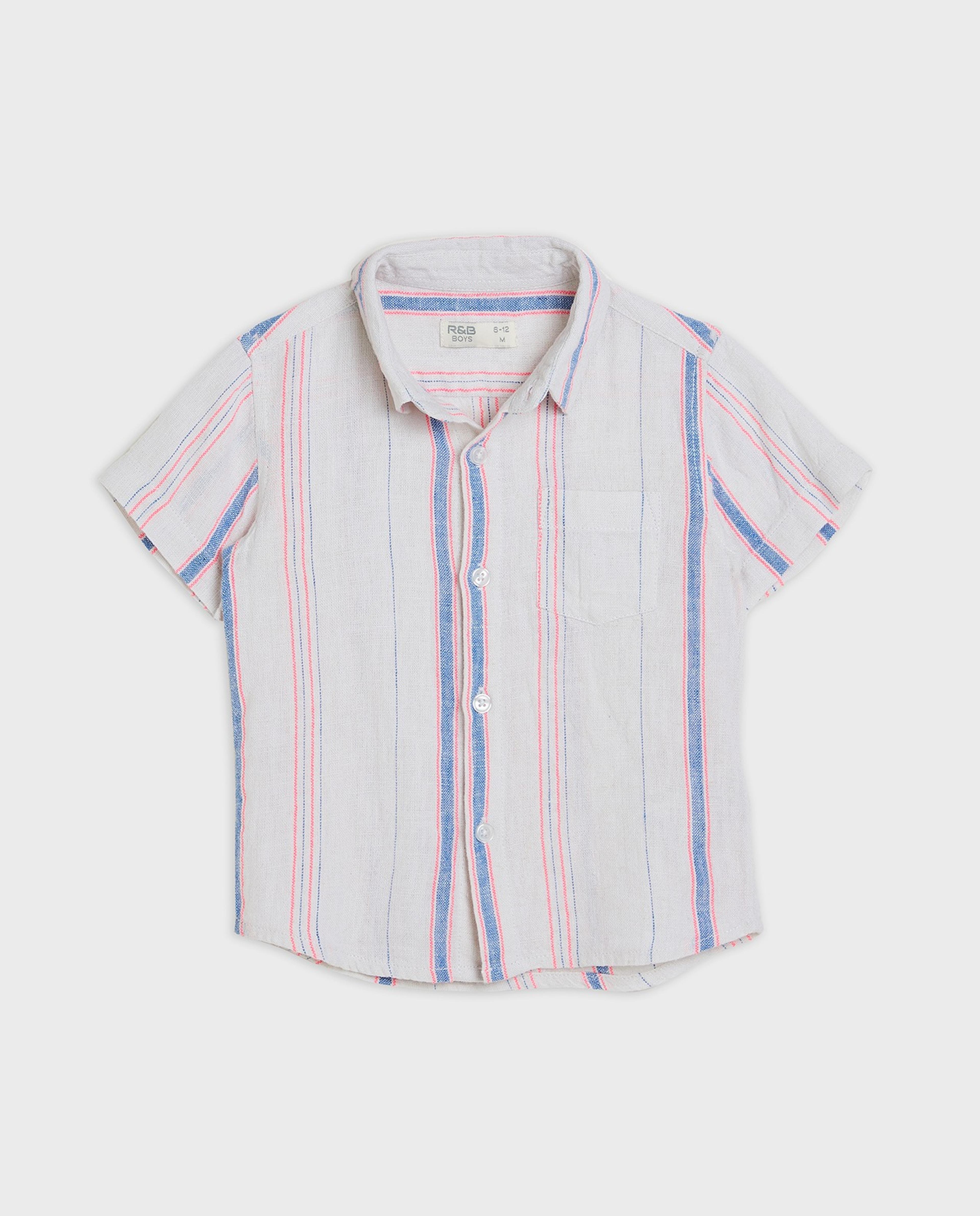 قميص مخطط بياقة كلاسيكية