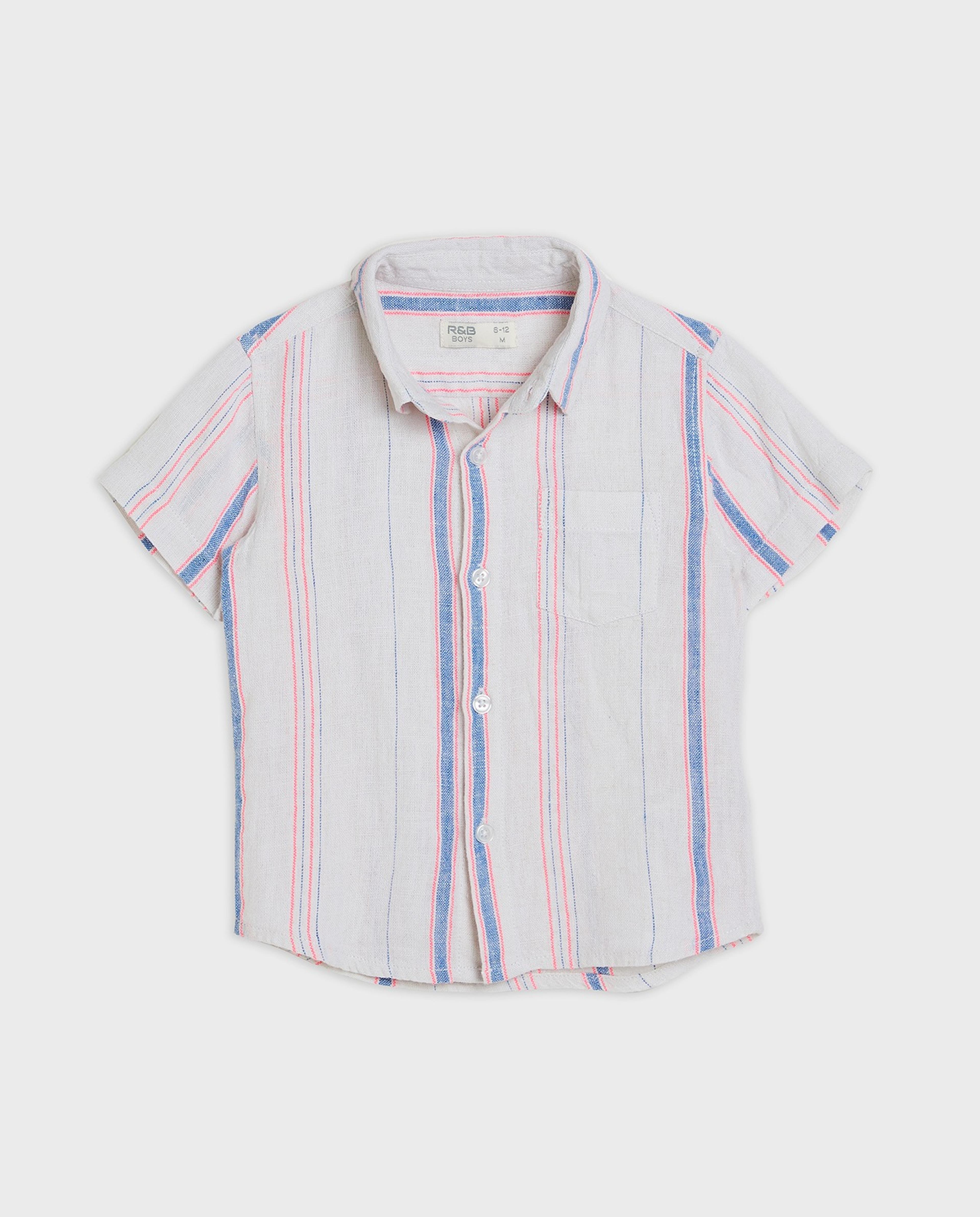 قميص مخطط بياقة كلاسيكية