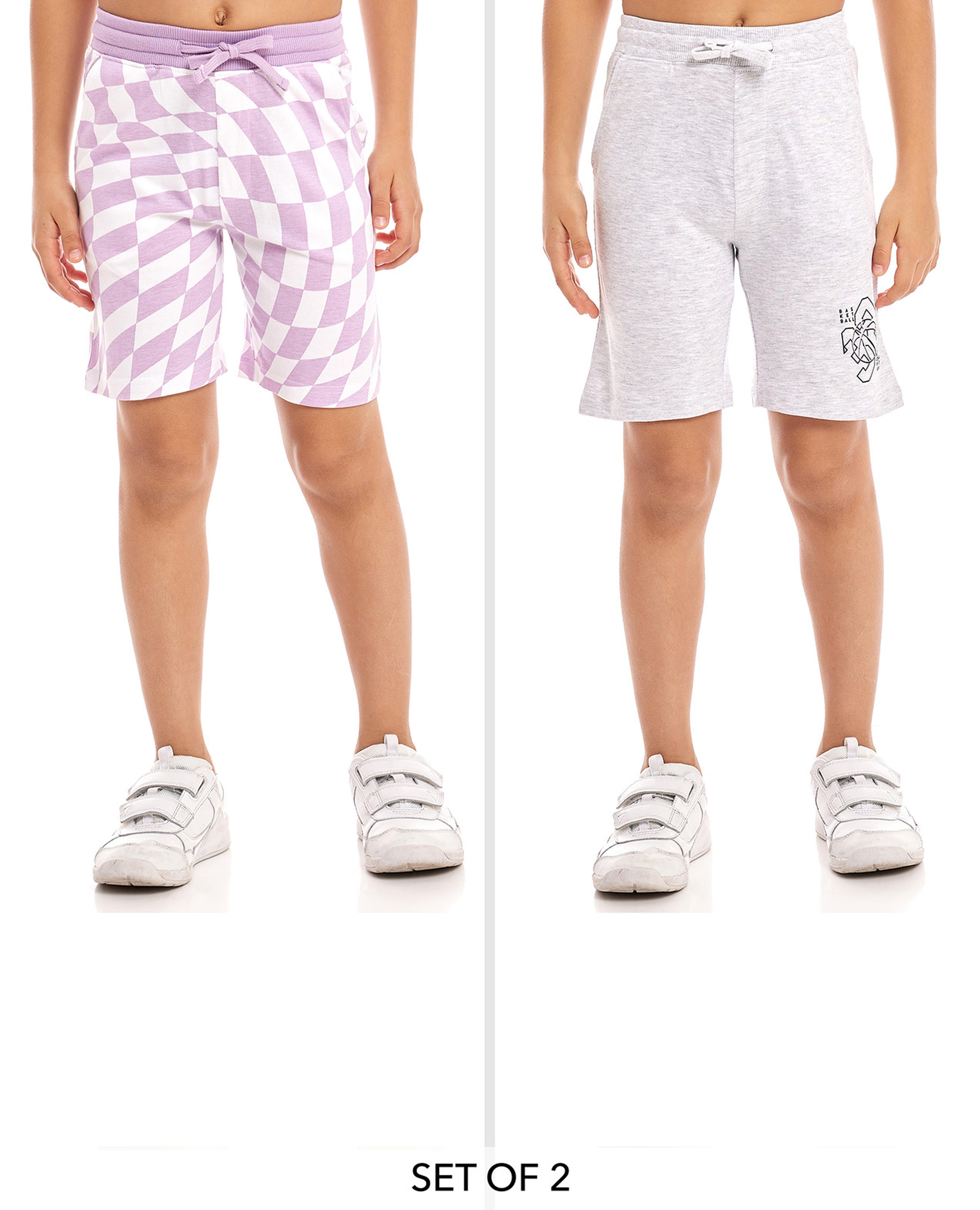 2 Pack Printed Shorts with Drawstring Waist