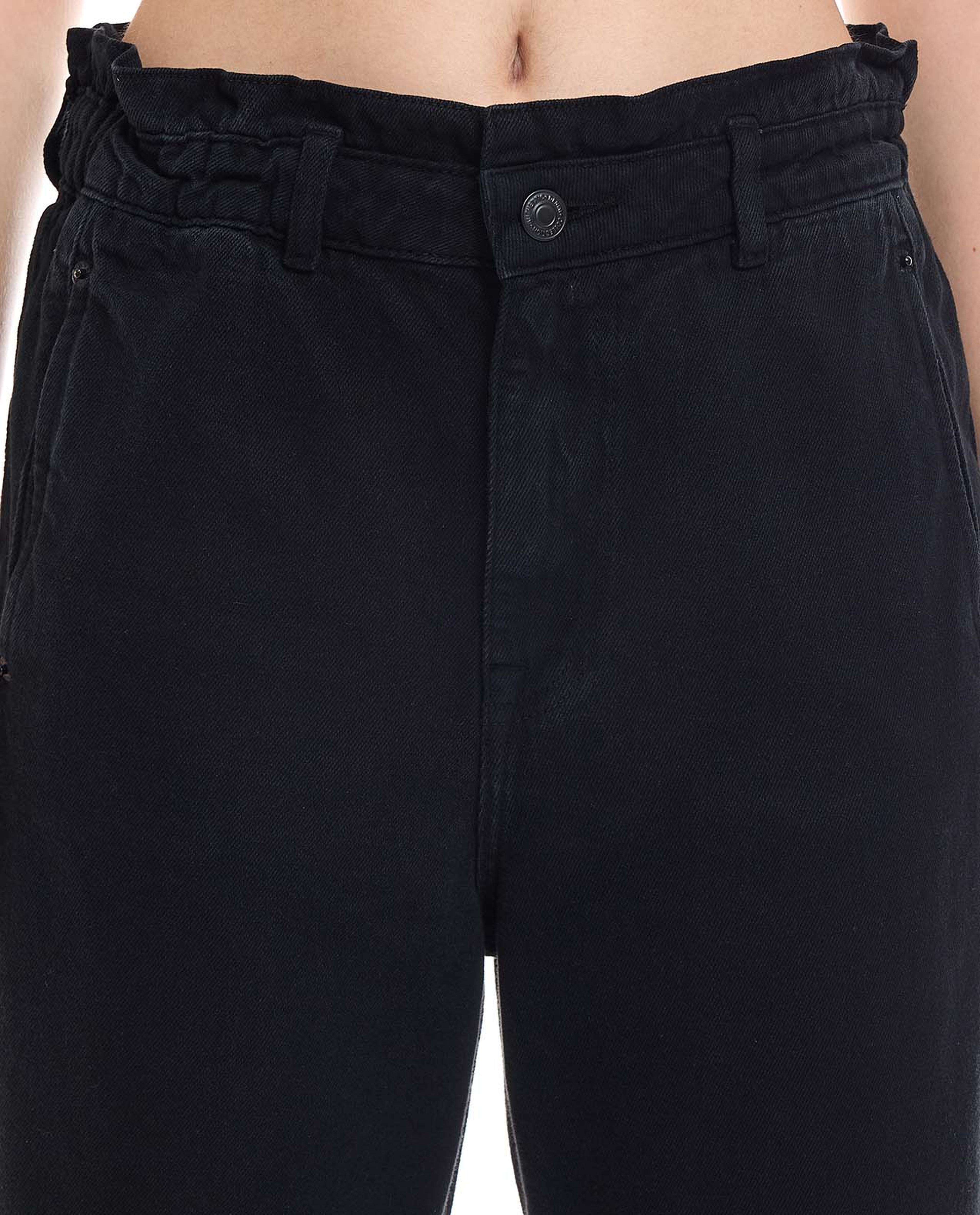 Solid Slouchy Jeans with Button Closure