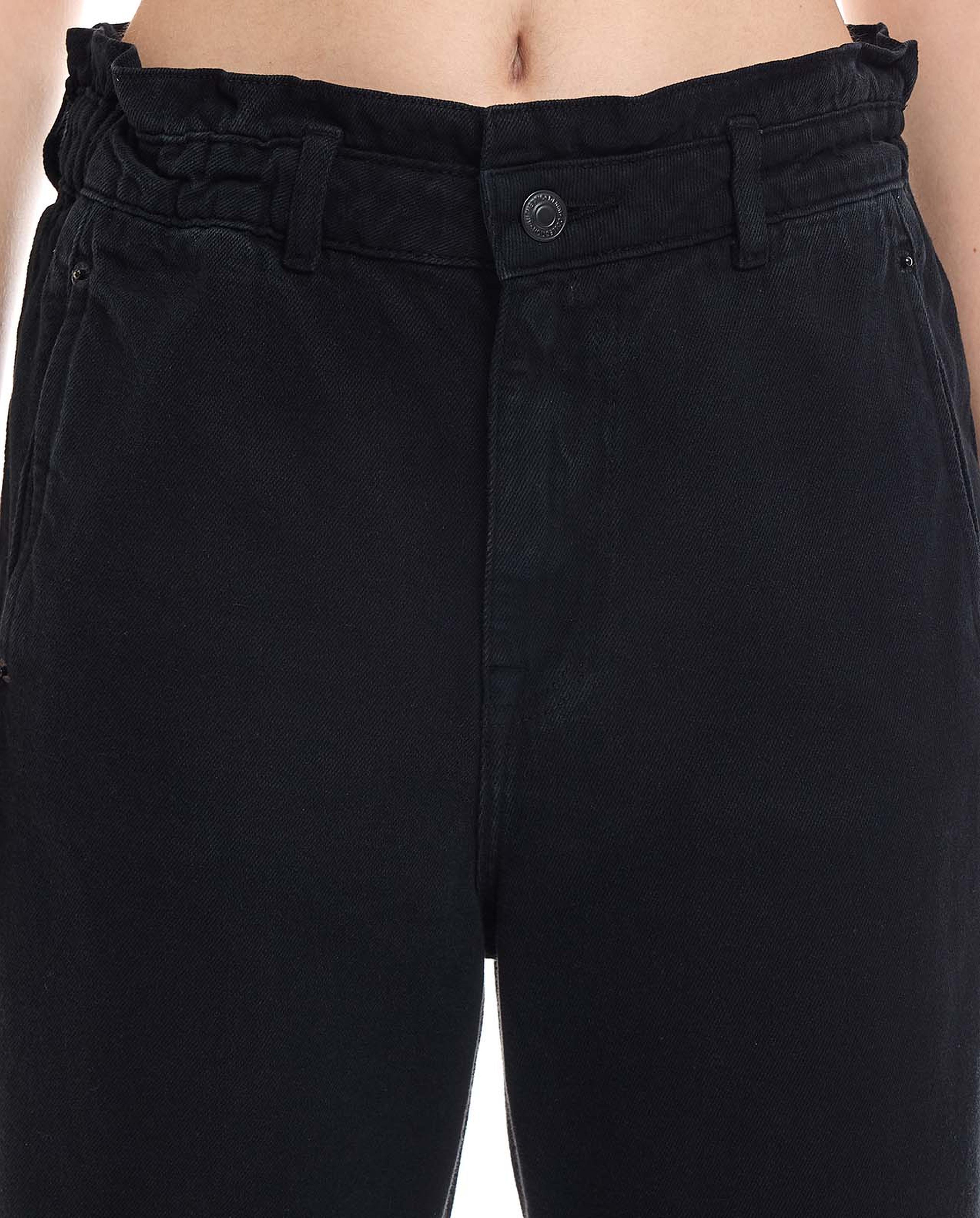 Solid Slouchy Jeans with Button Closure