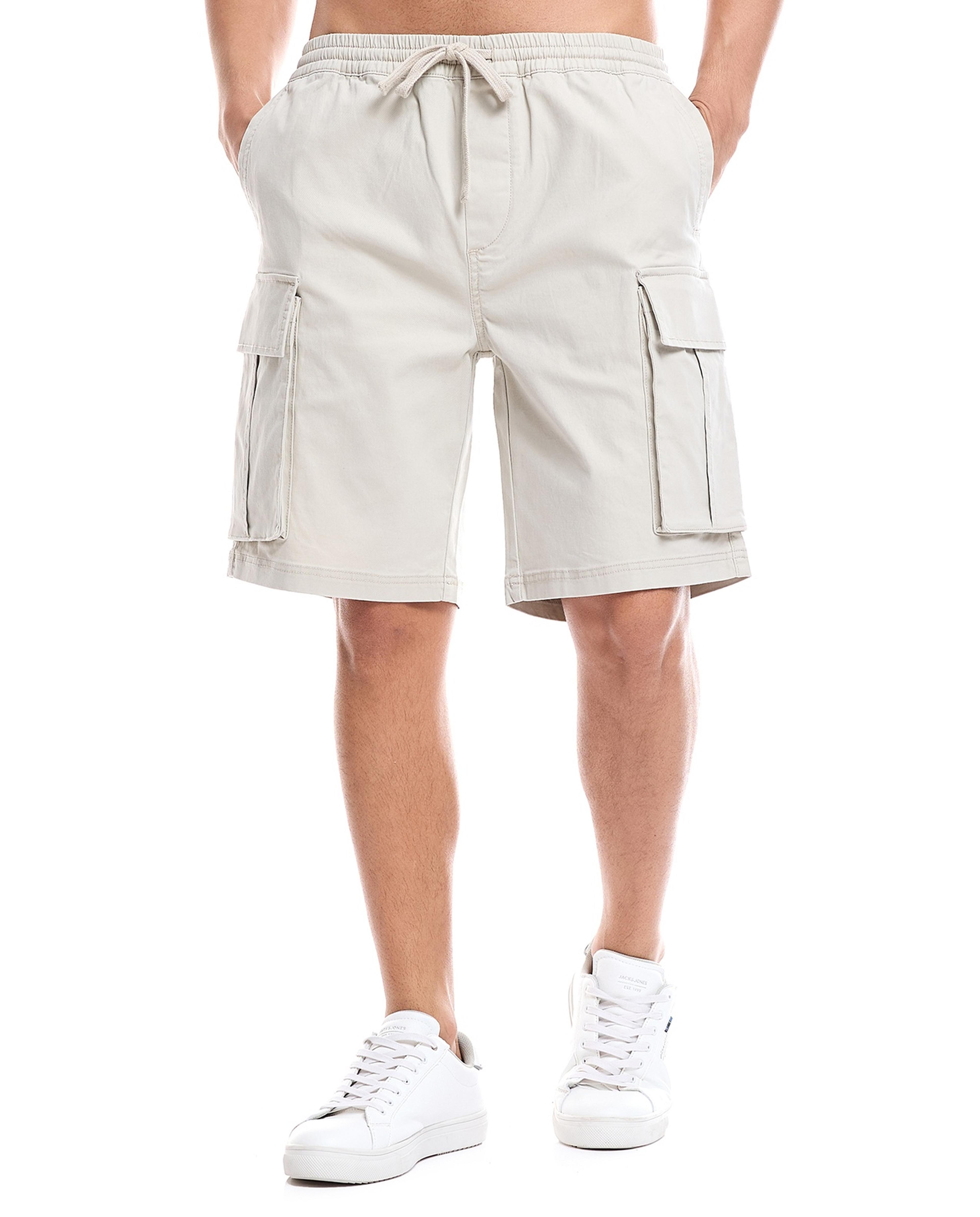 شورت كارغو سادة وخصر مطاطي