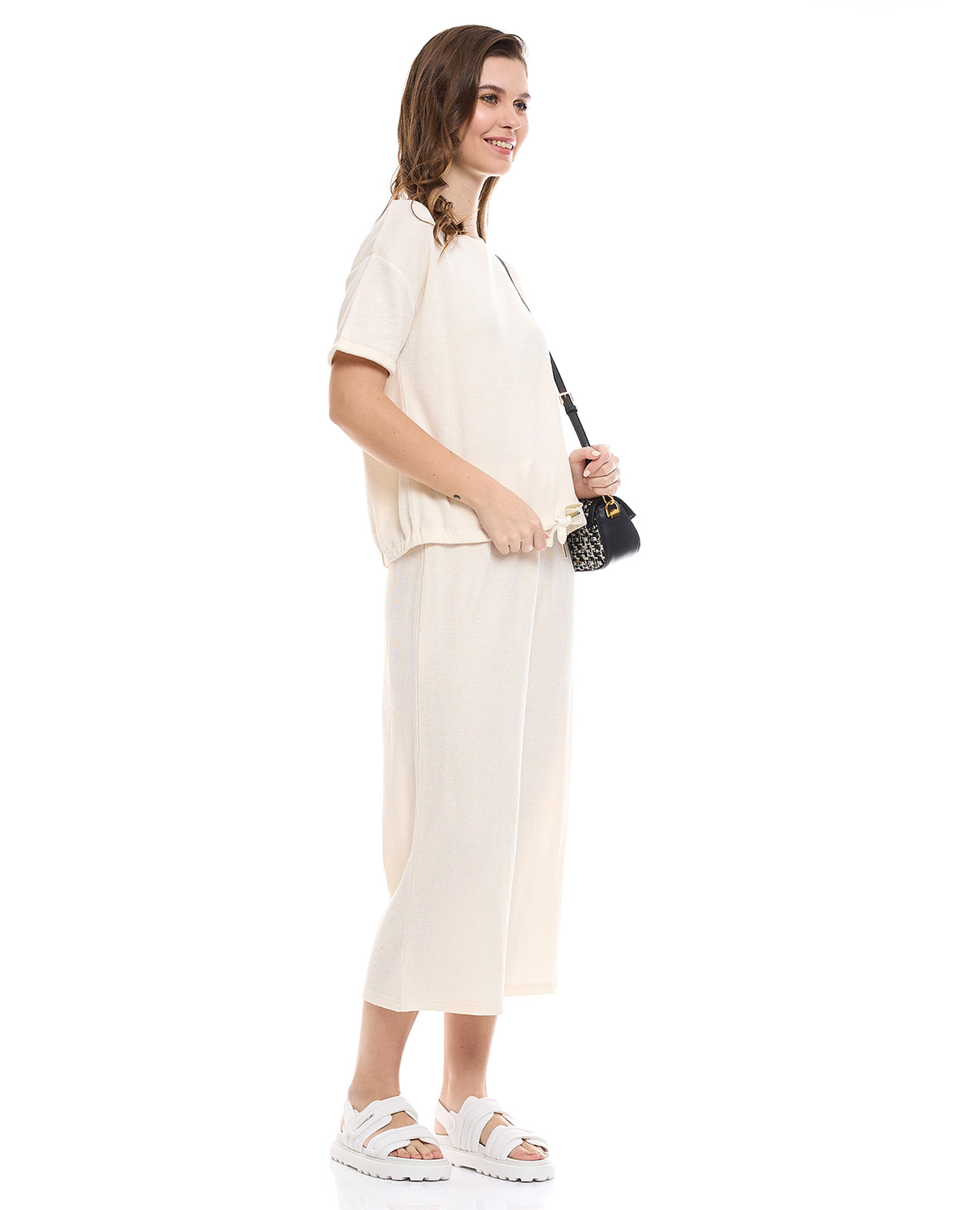 Waffle Textured Pyjama Bottoms with Drawstring Waist