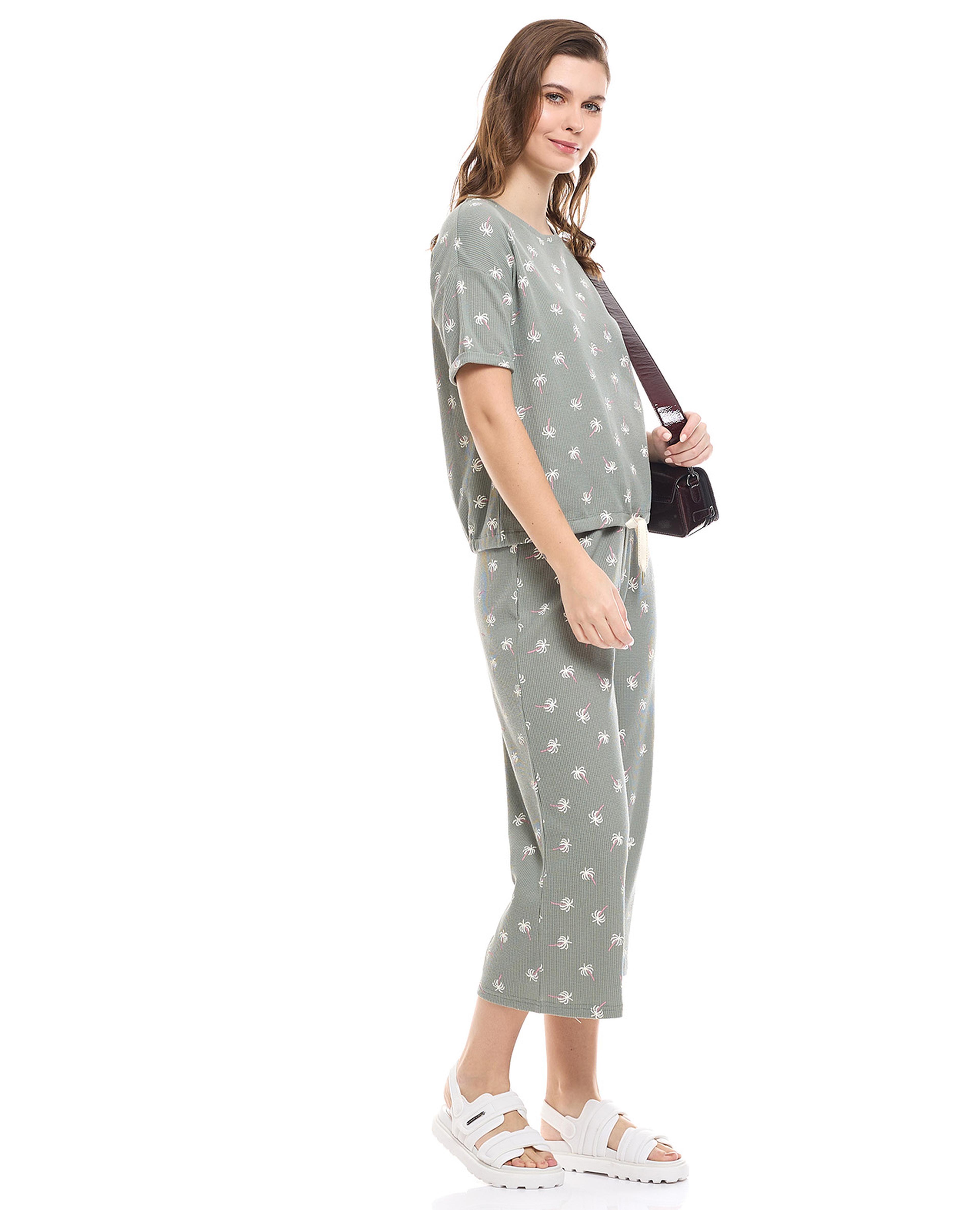 Printed Pyjama Bottoms with Drawstring Waist