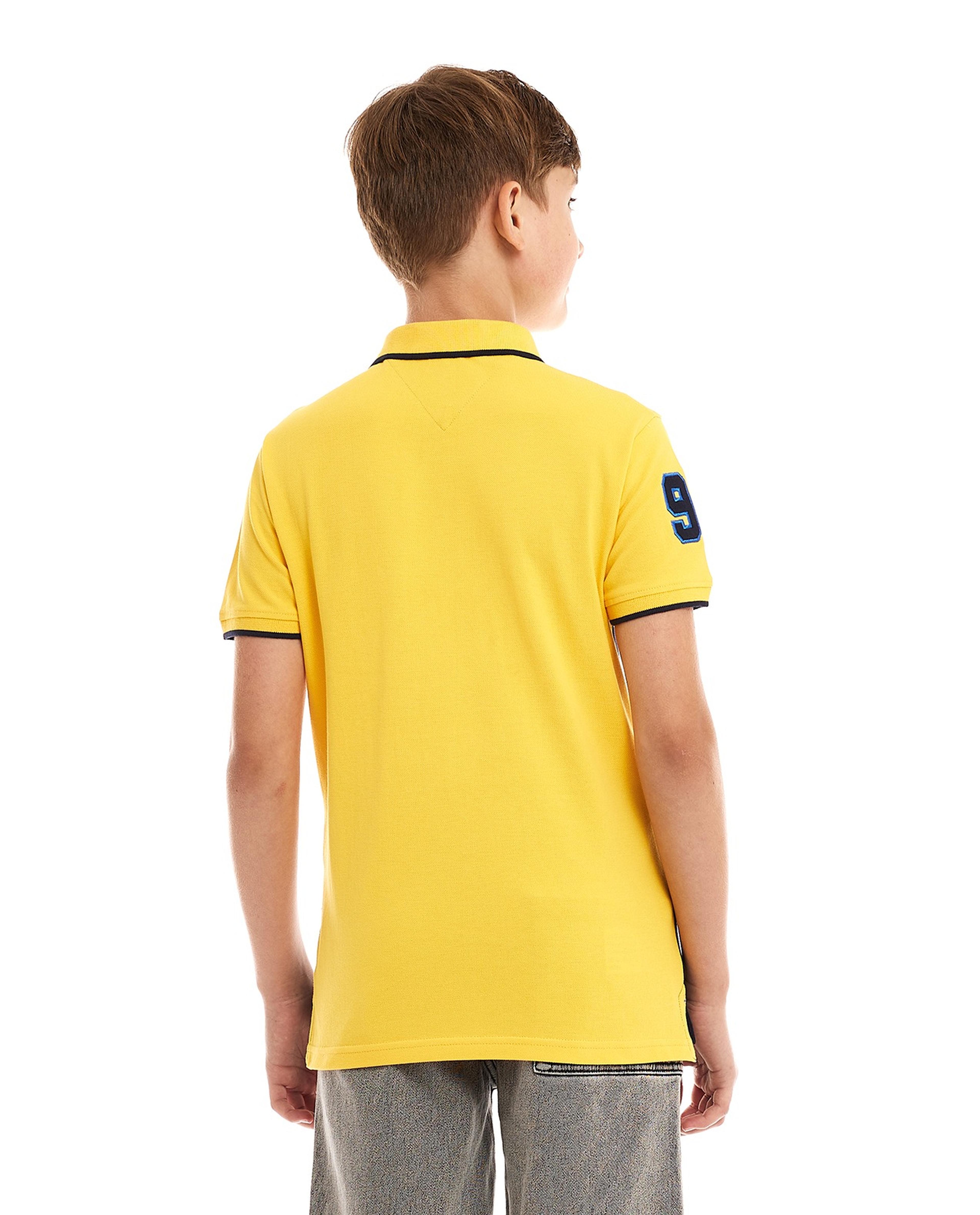 Color Block Polo T-Shirt with Short Sleeves