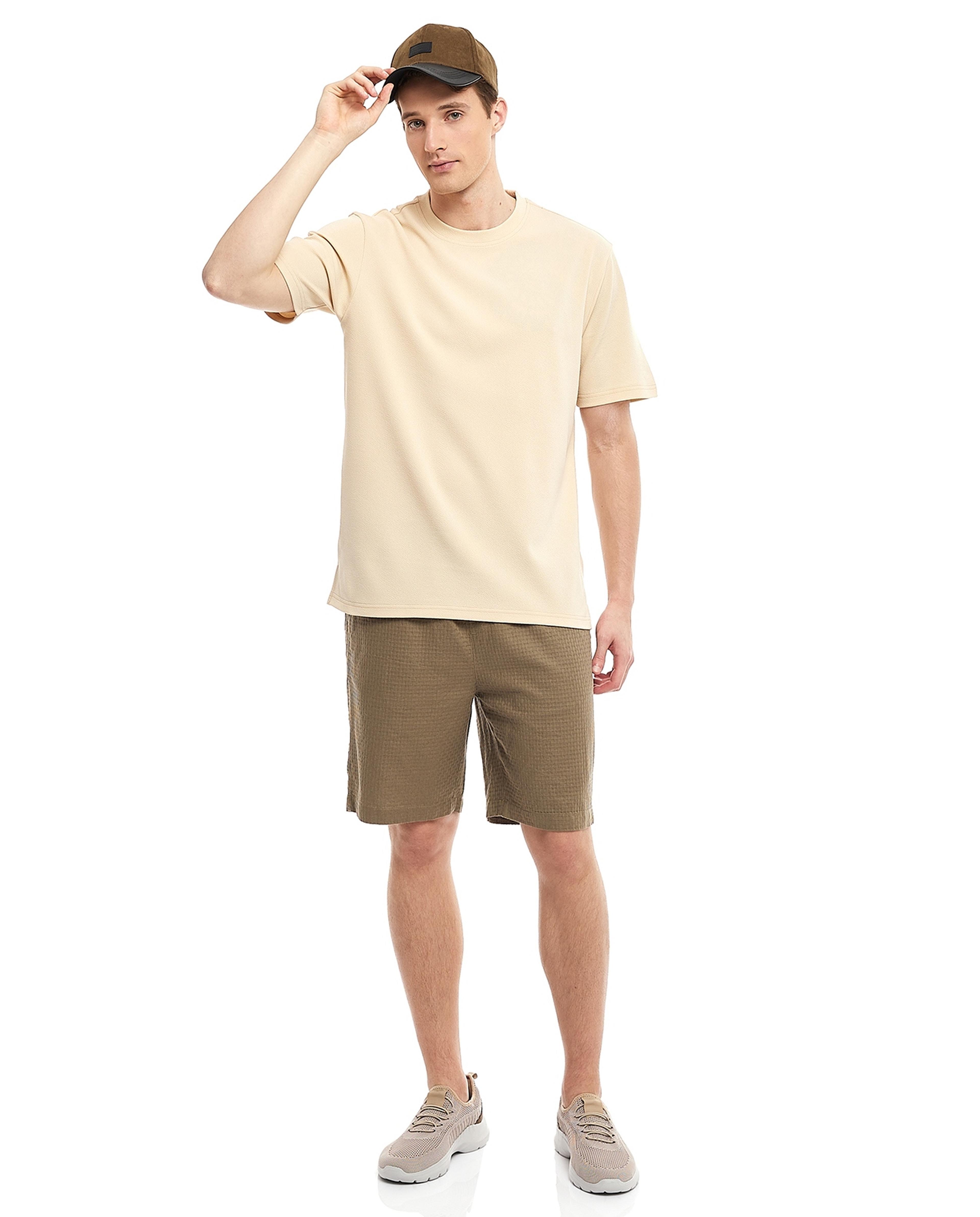 Knitted T-Shirt with Crew Neck and Short Sleeves
