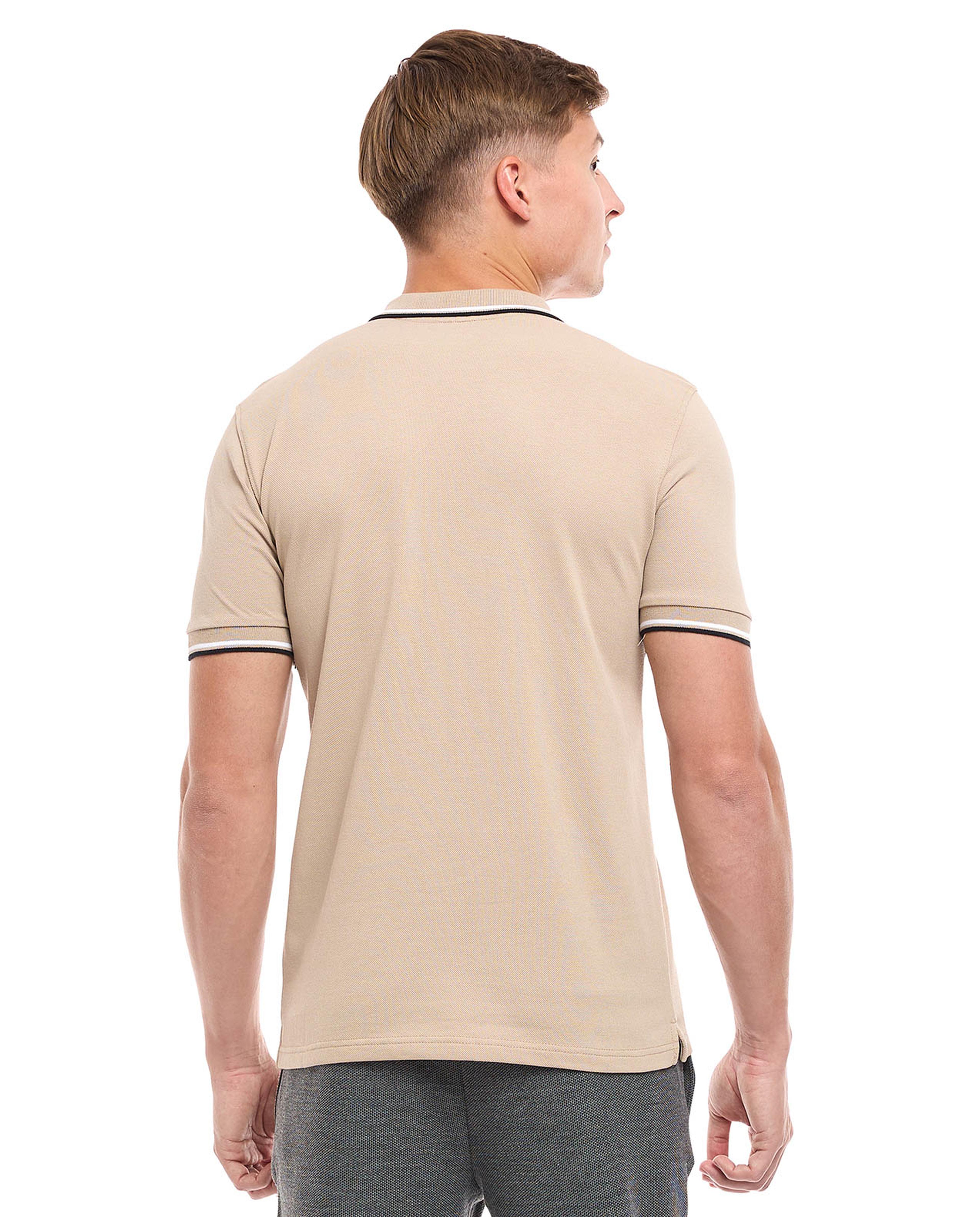 Contrast Tipping Polo T-Shirt with Short Sleeves