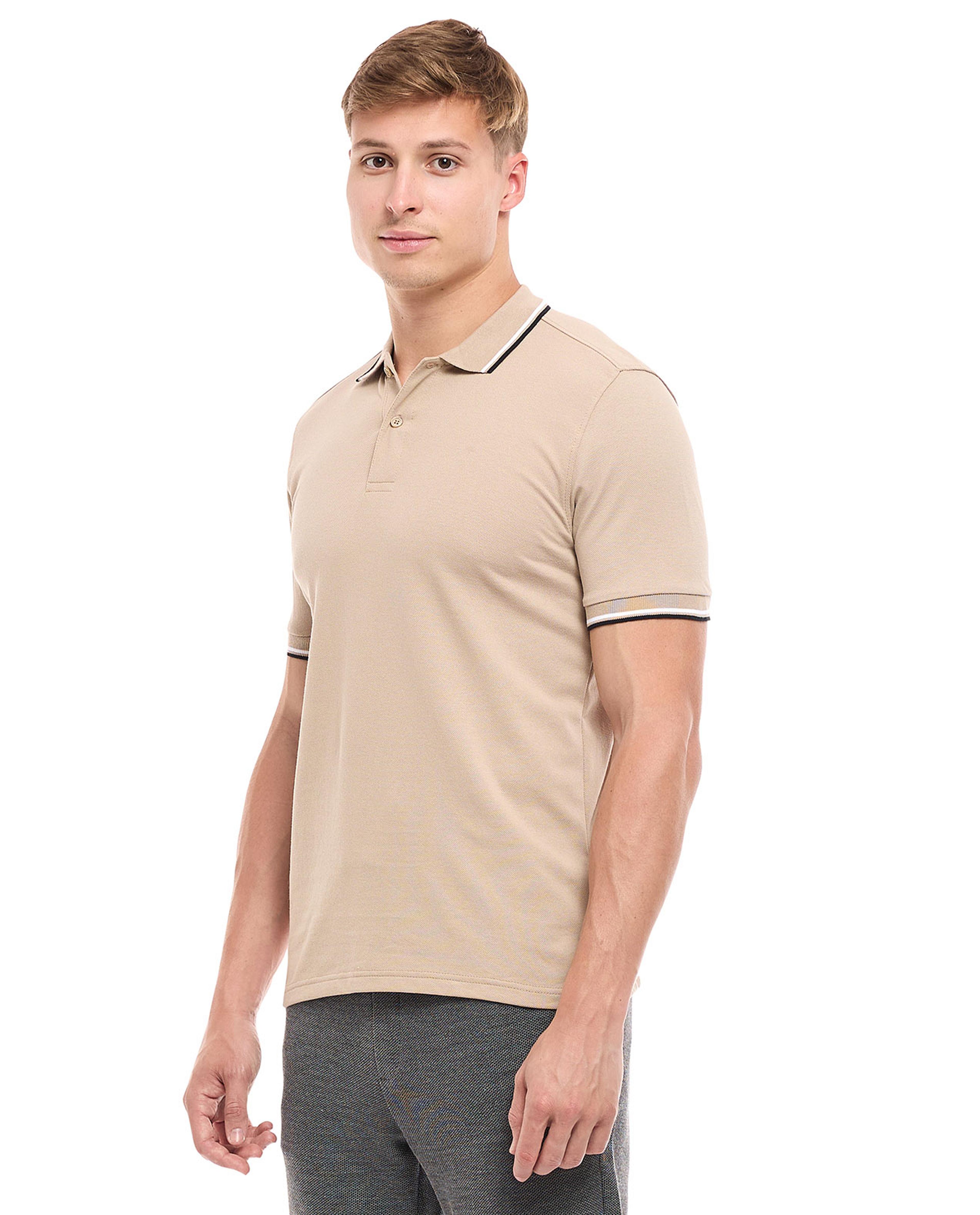 Contrast Tipping Polo T-Shirt with Short Sleeves