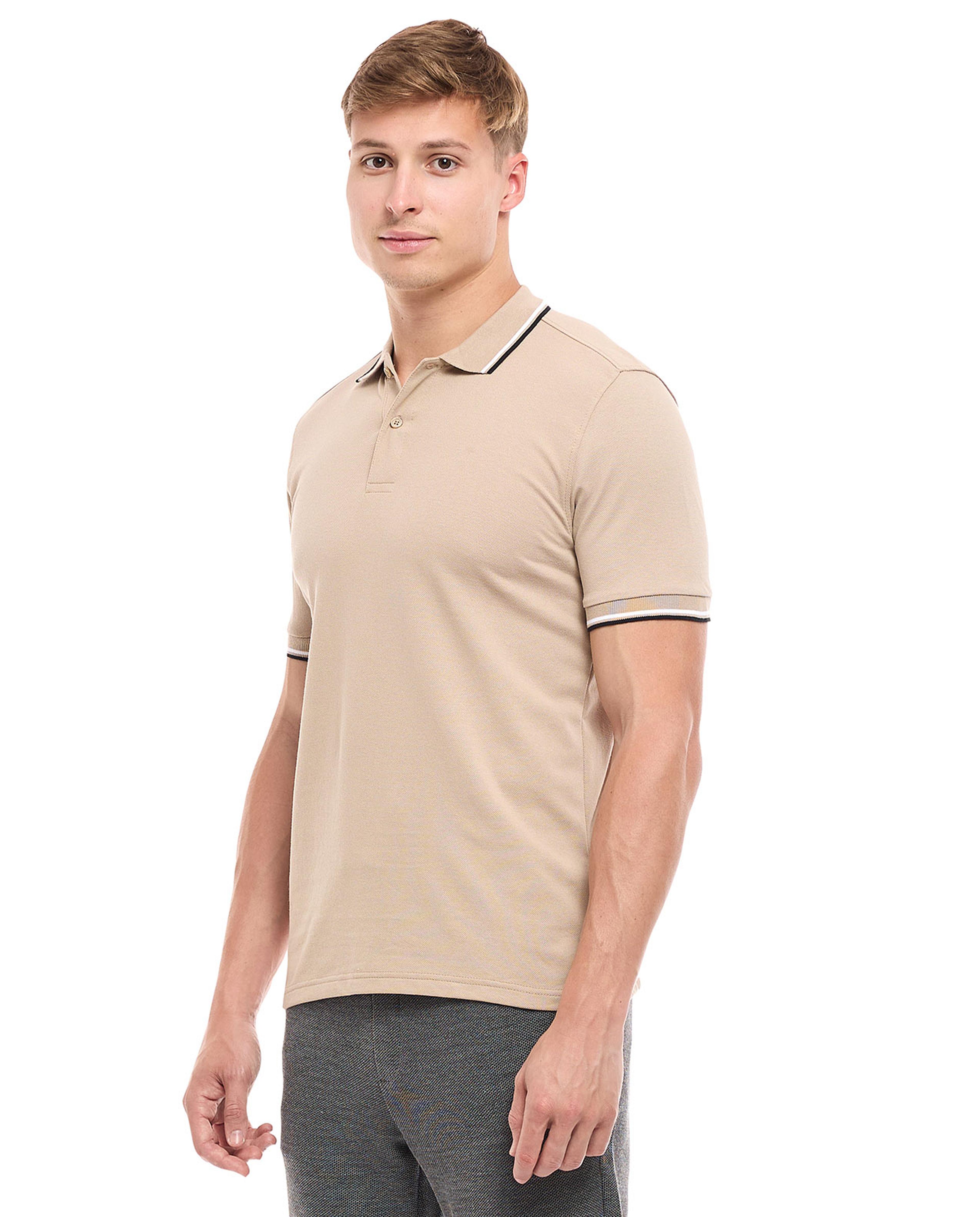 Contrast Tipping Polo T-Shirt with Short Sleeves