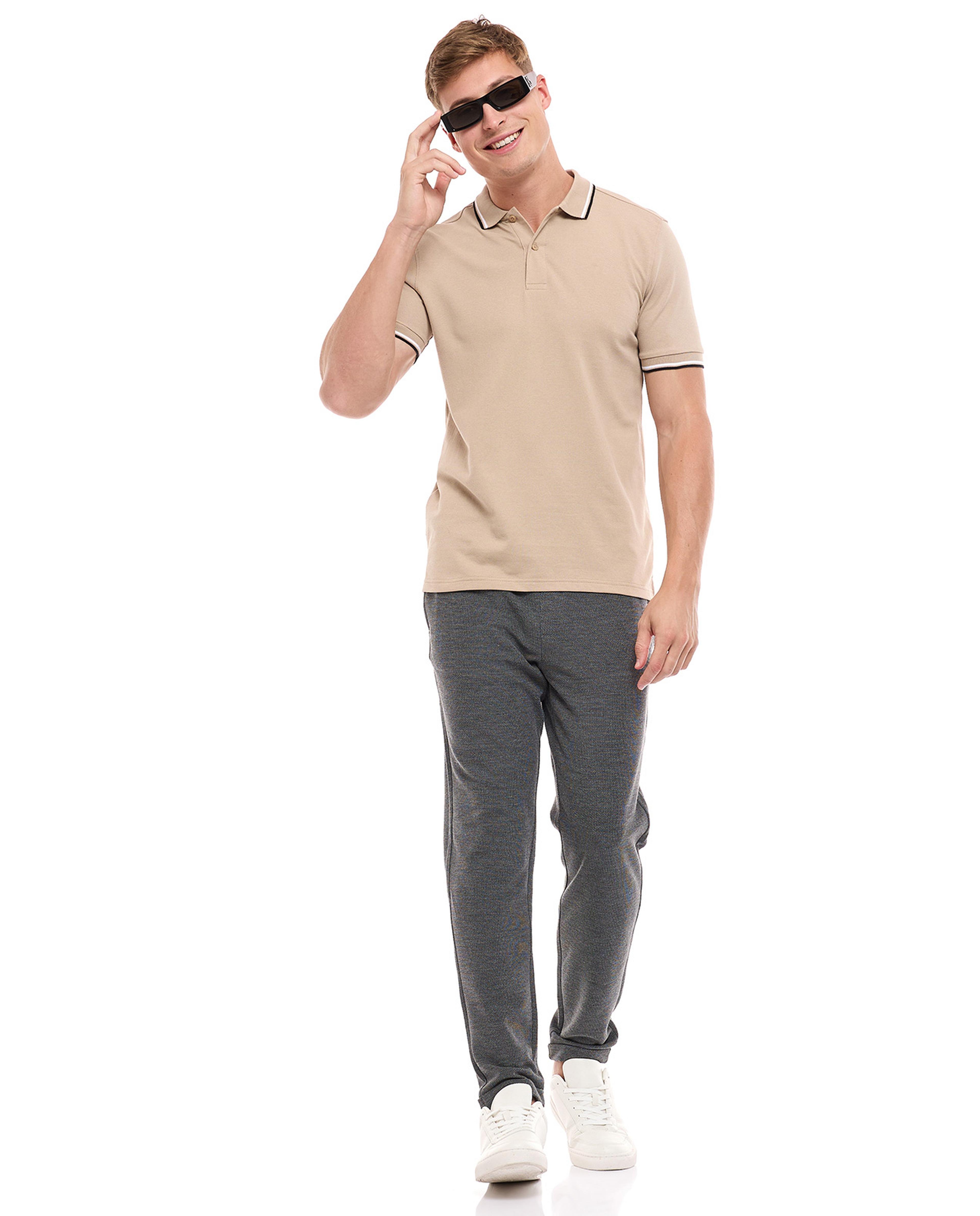 Contrast Tipping Polo T-Shirt with Short Sleeves
