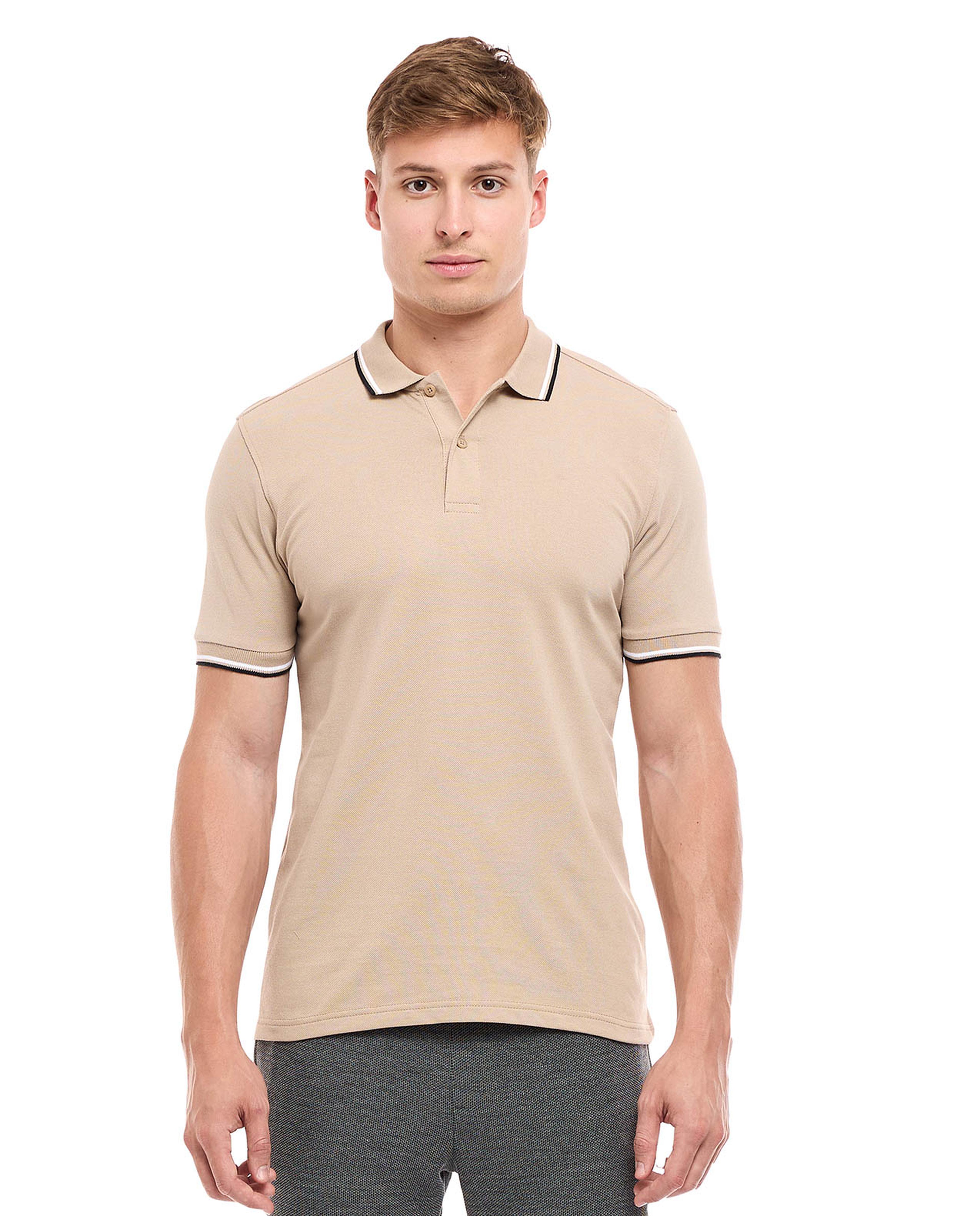 Contrast Tipping Polo T-Shirt with Short Sleeves