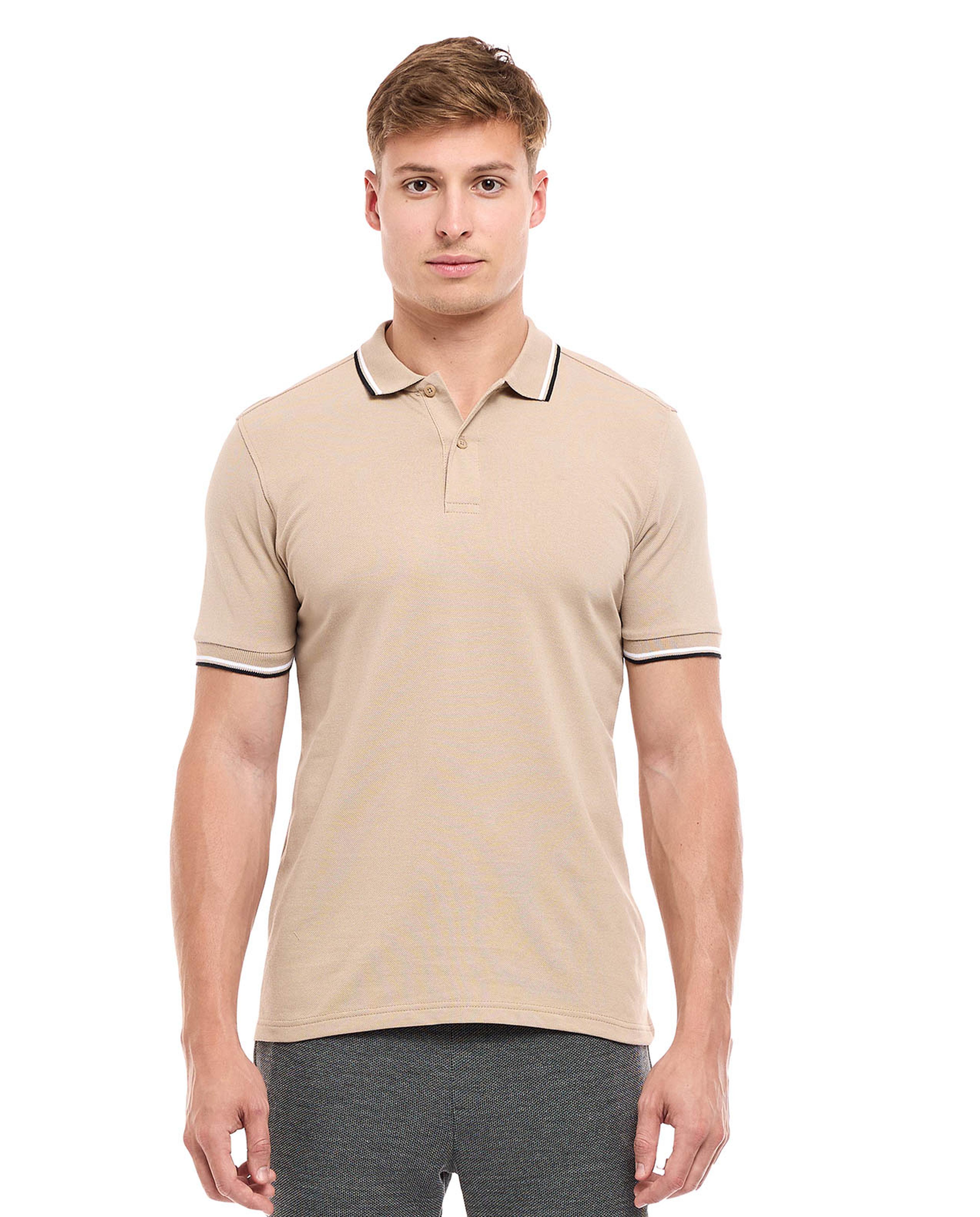 Contrast Tipping Polo T-Shirt with Short Sleeves