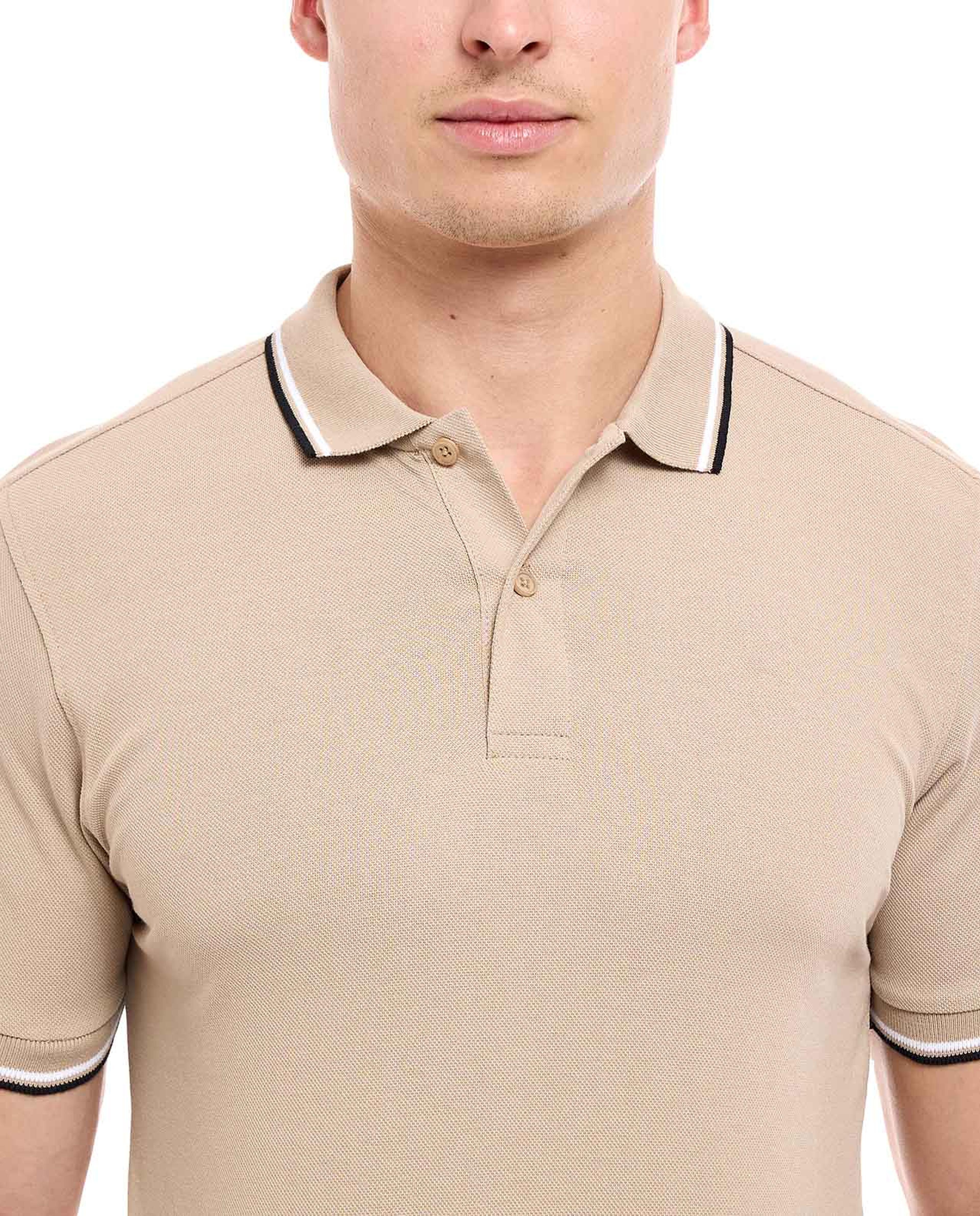 Contrast Tipping Polo T-Shirt with Short Sleeves