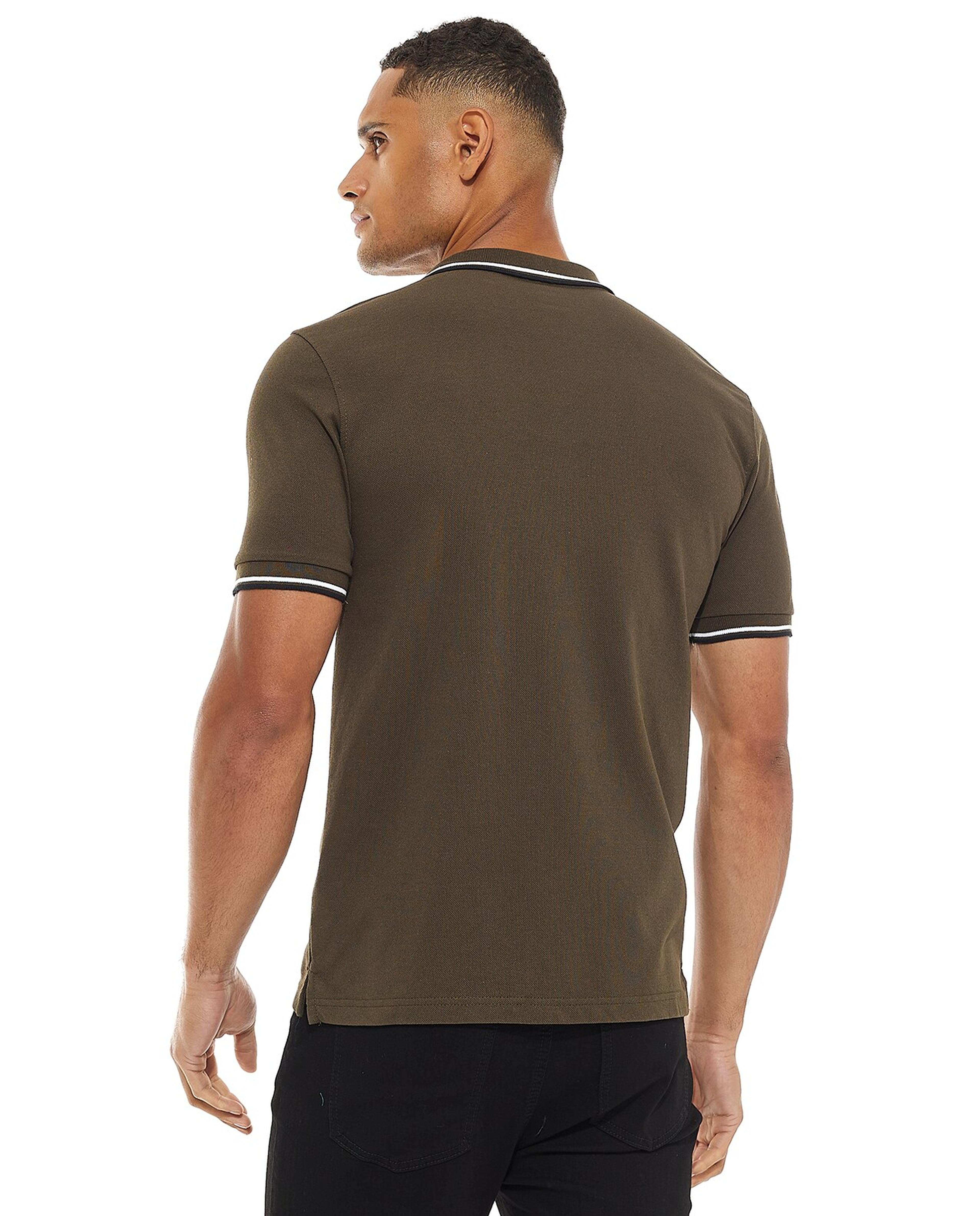 تيشيرت بولو مخطط بأكمام قصيرة