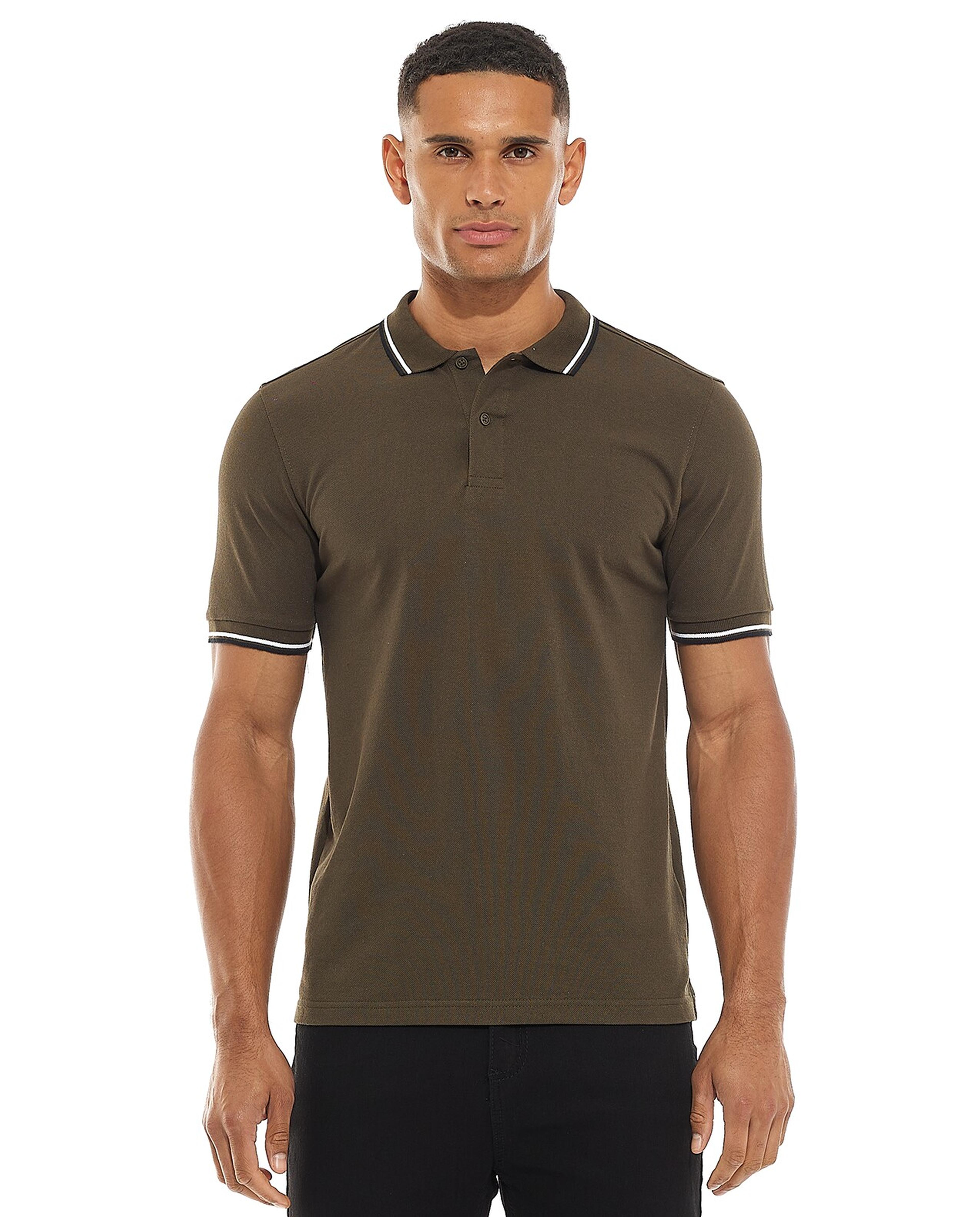 تيشيرت بولو مخطط بأكمام قصيرة