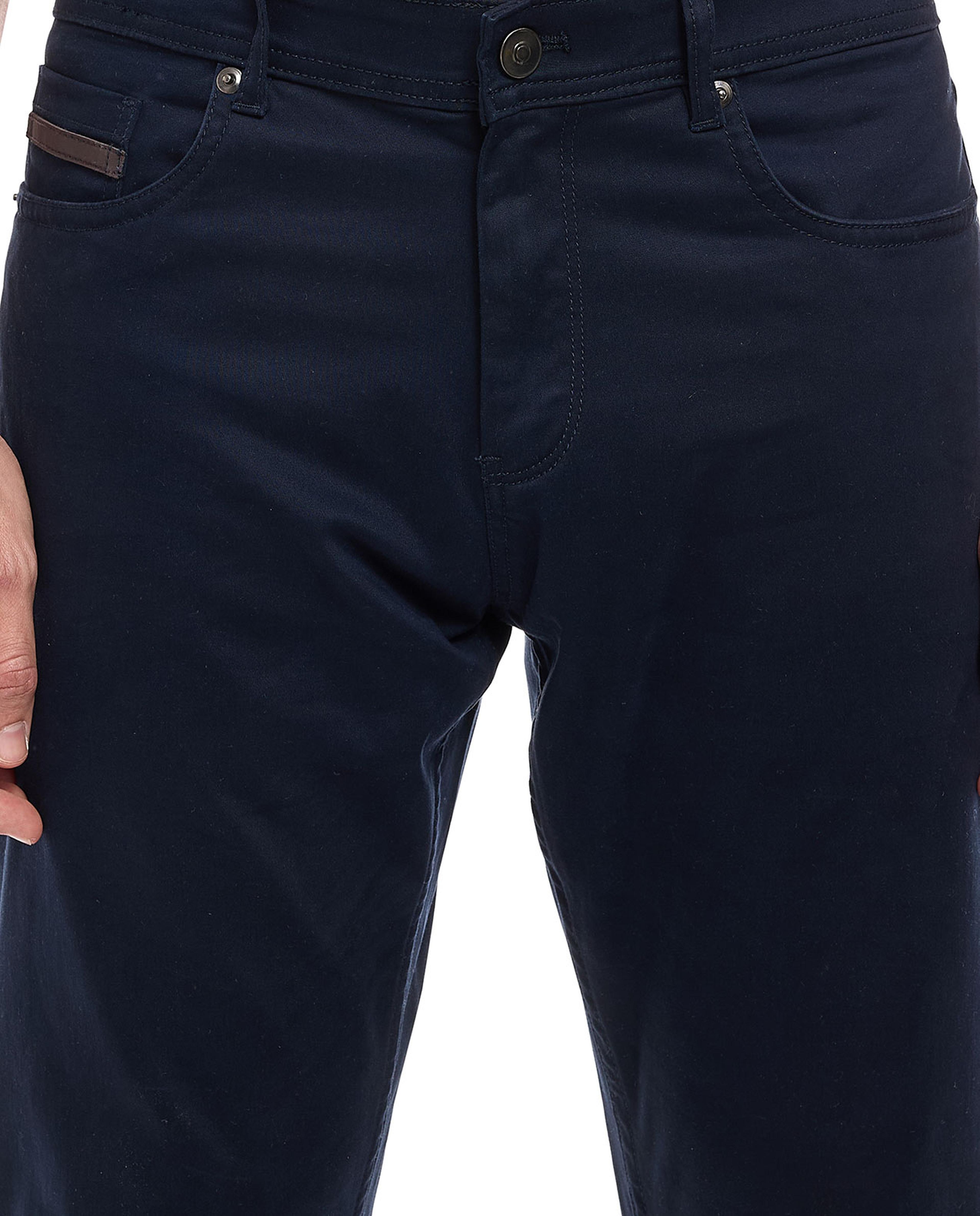 Solid Slim Fit Pants with Button Closure