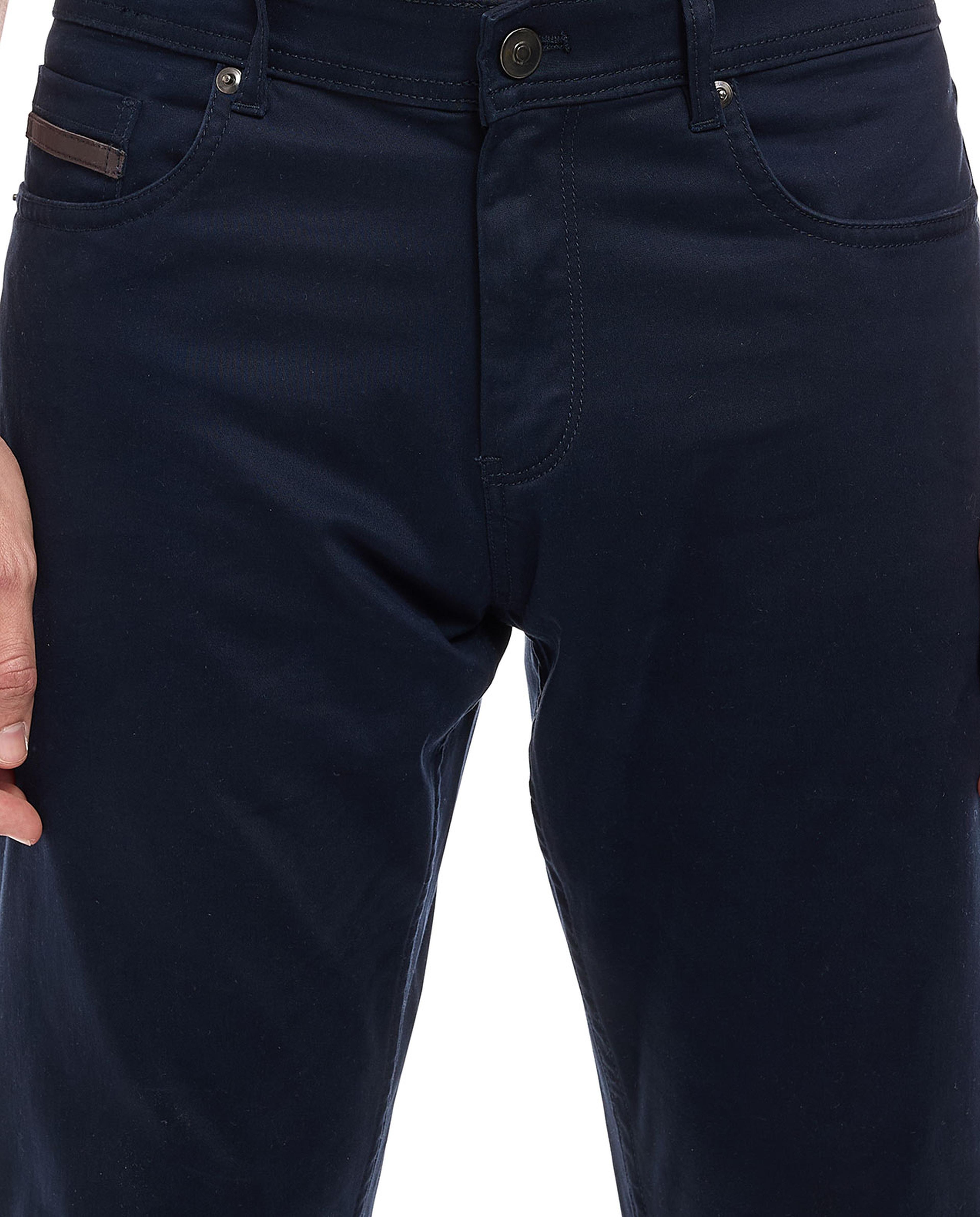 Solid Slim Fit Pants with Button Closure