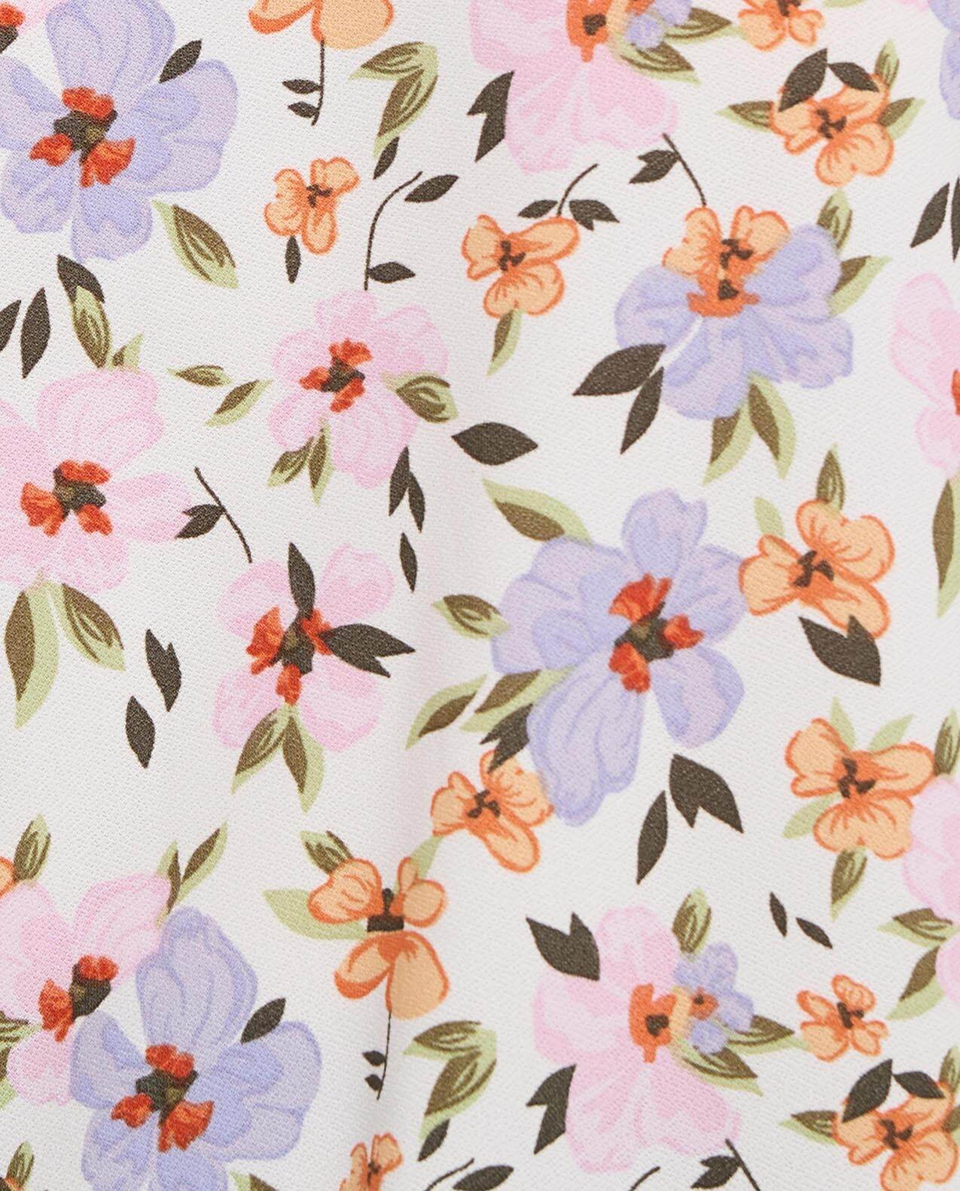 توب منقوش بياقة مربوطة وأكمام بطول 3/4