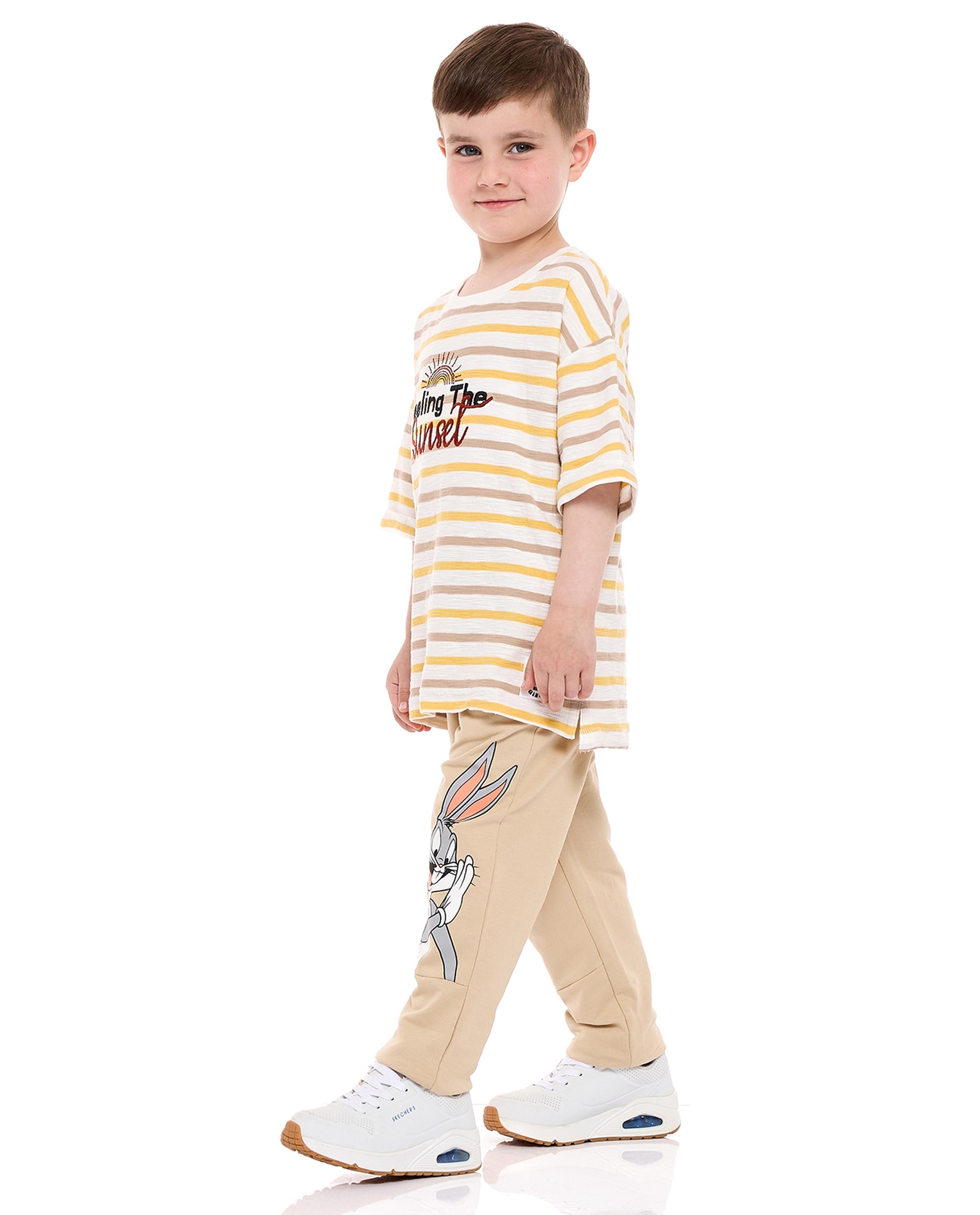 Looney Tunes Print Pants with Drawstring Waist