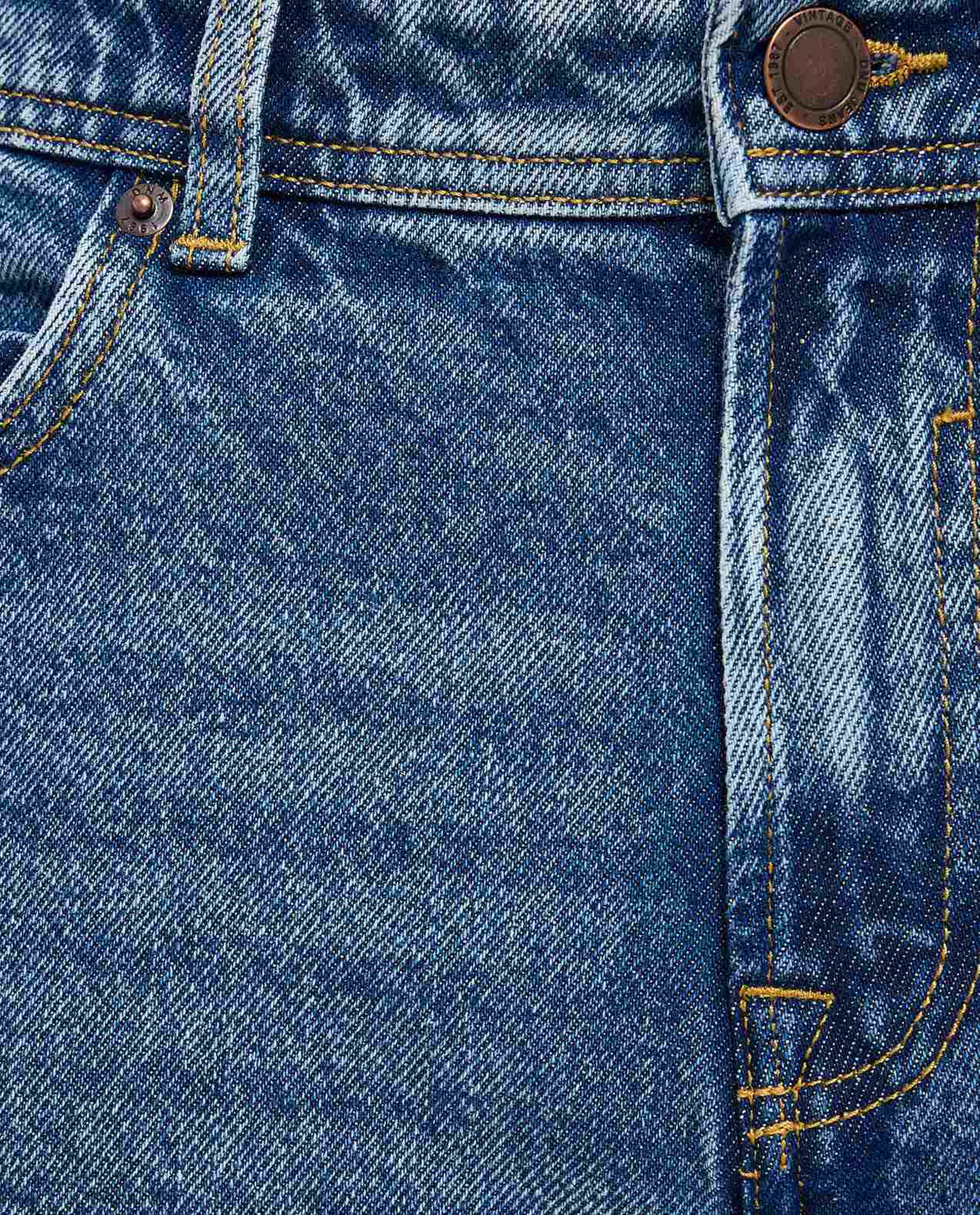 Faded Tapered Jeans with Button Closure