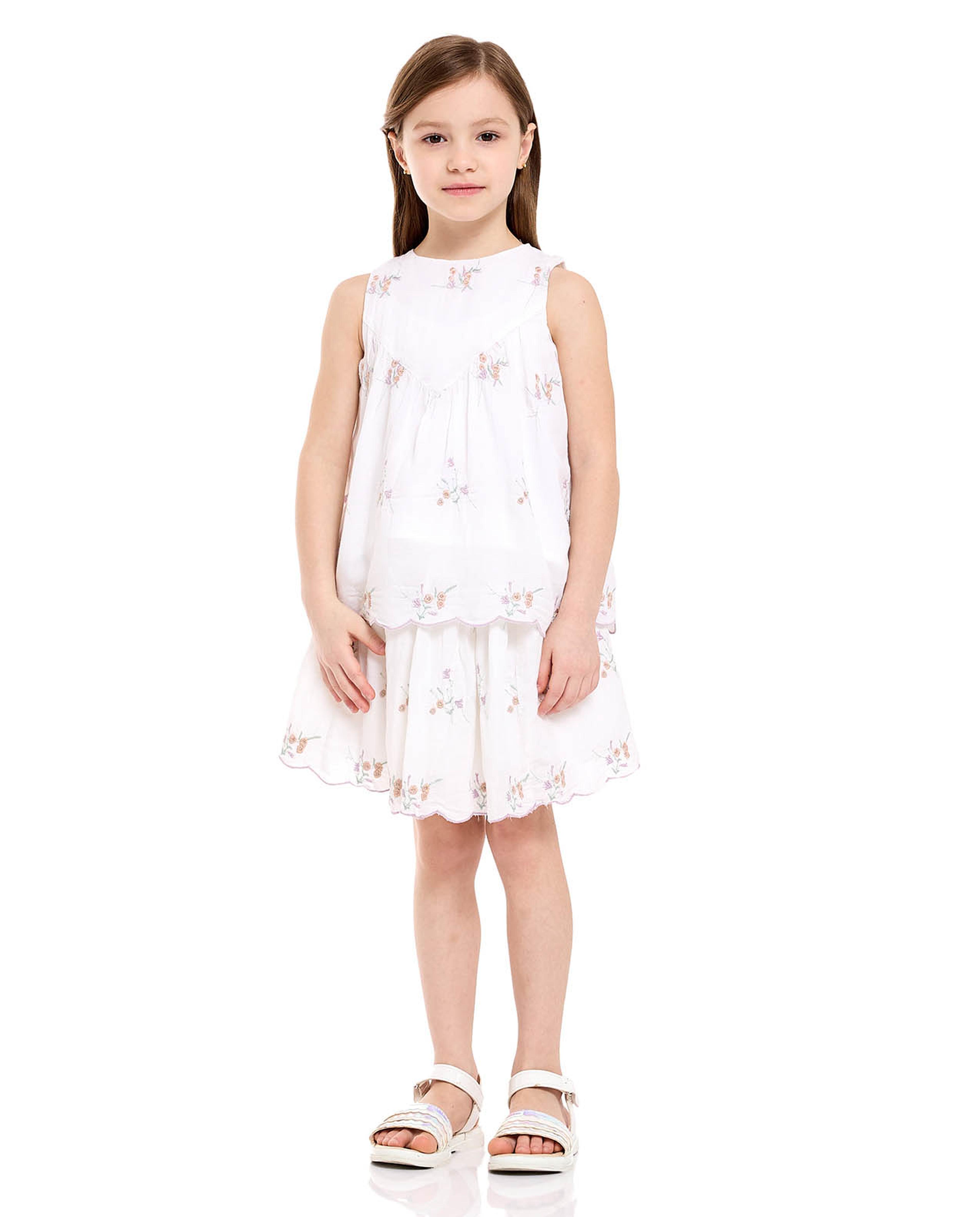 طقم توب مطرز وتنورة