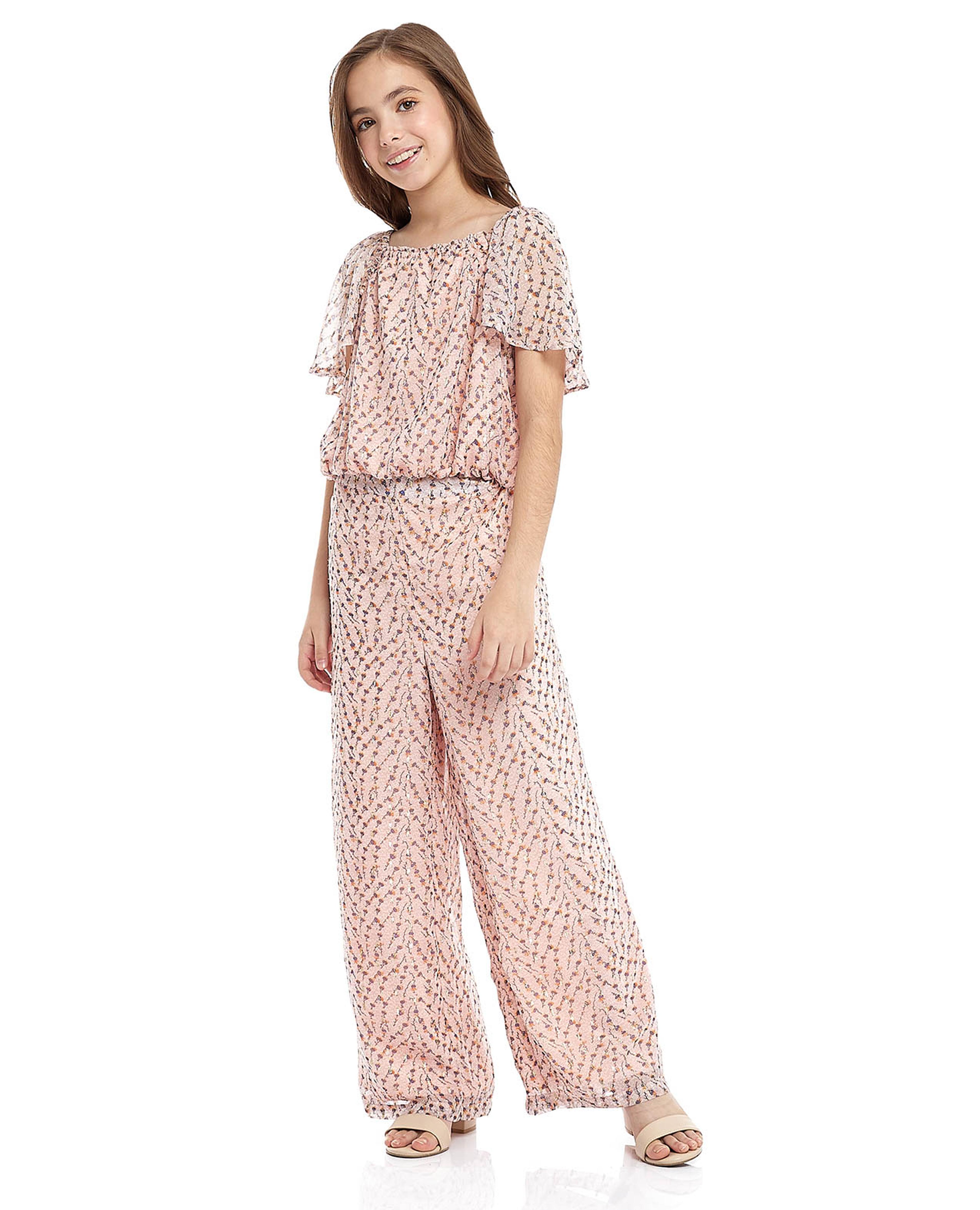 طقم توب وبنطلون بطبعة