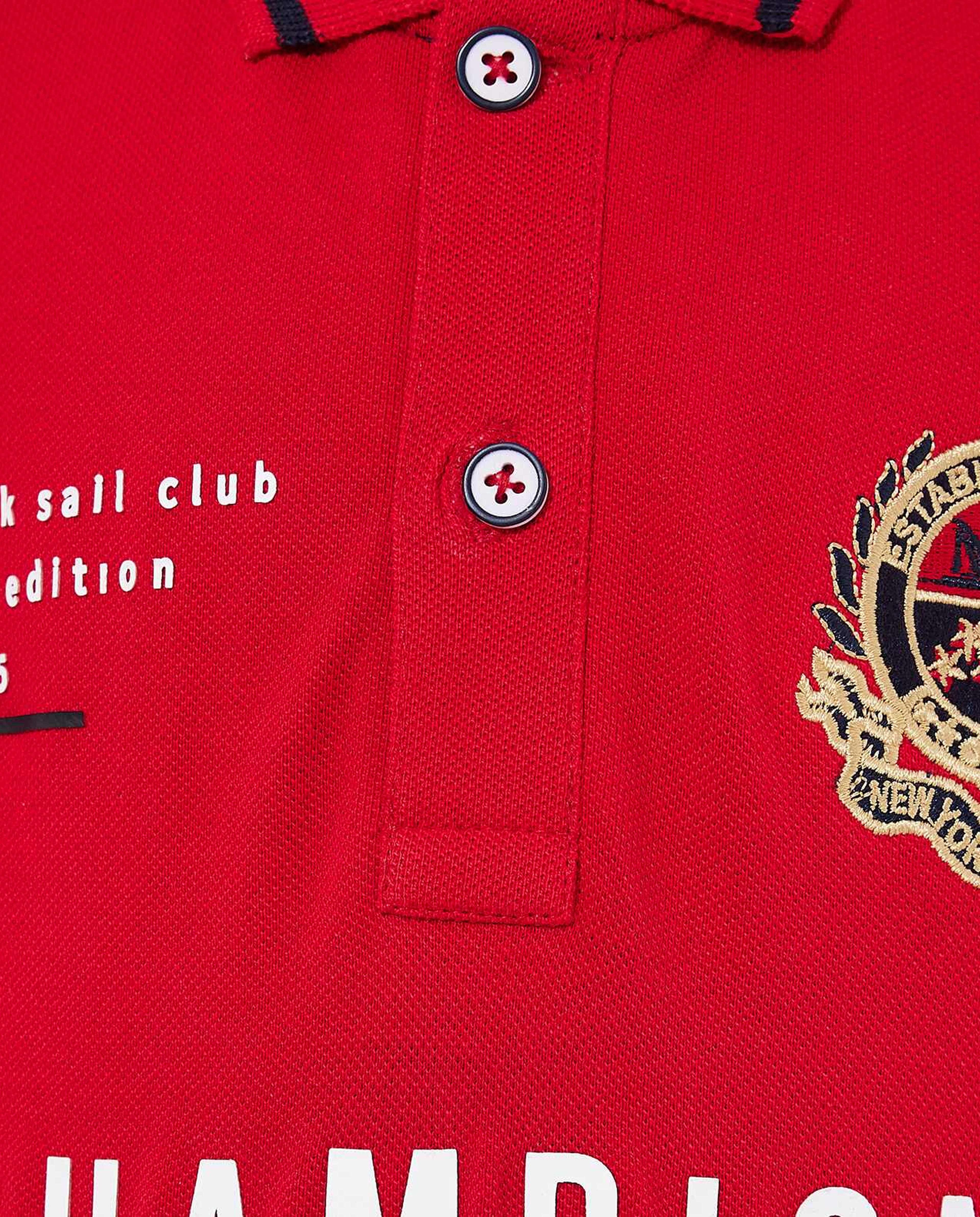 تيشيرت بولو مطرز بأكمام قصيرة